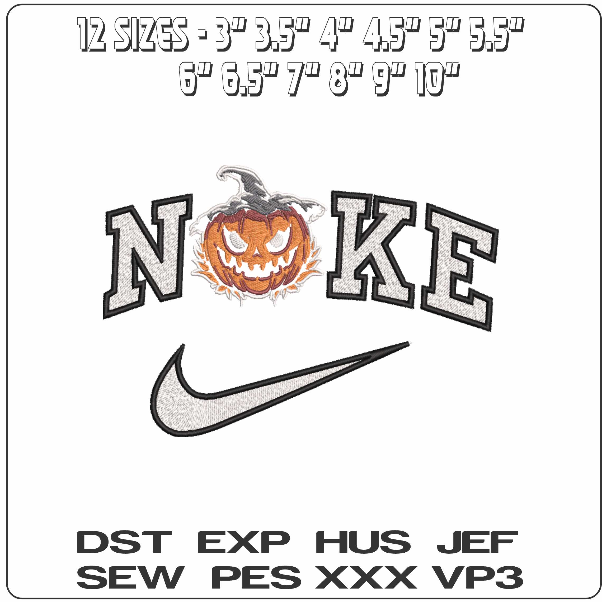 Nike Scary Pumpkin - Elegant embroidery design file-instant download — view 2
