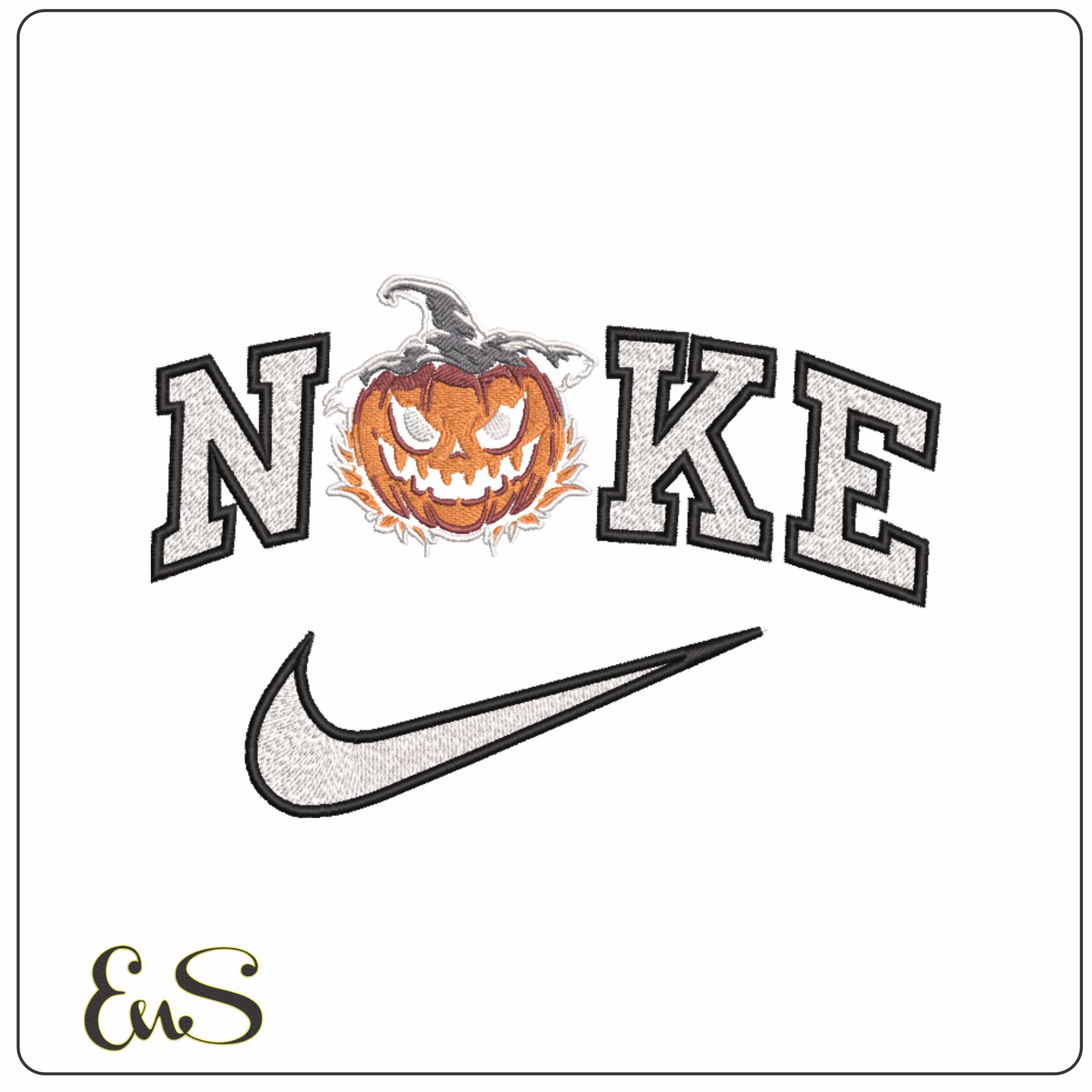 Nike Scary Pumpkin - Elegant embroidery design file-instant download