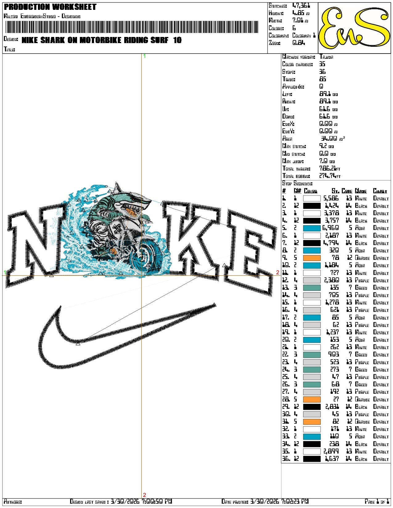 Nike Shark on Motorbike Riding Surf - Elegant embroidery design file-instant download — view 3