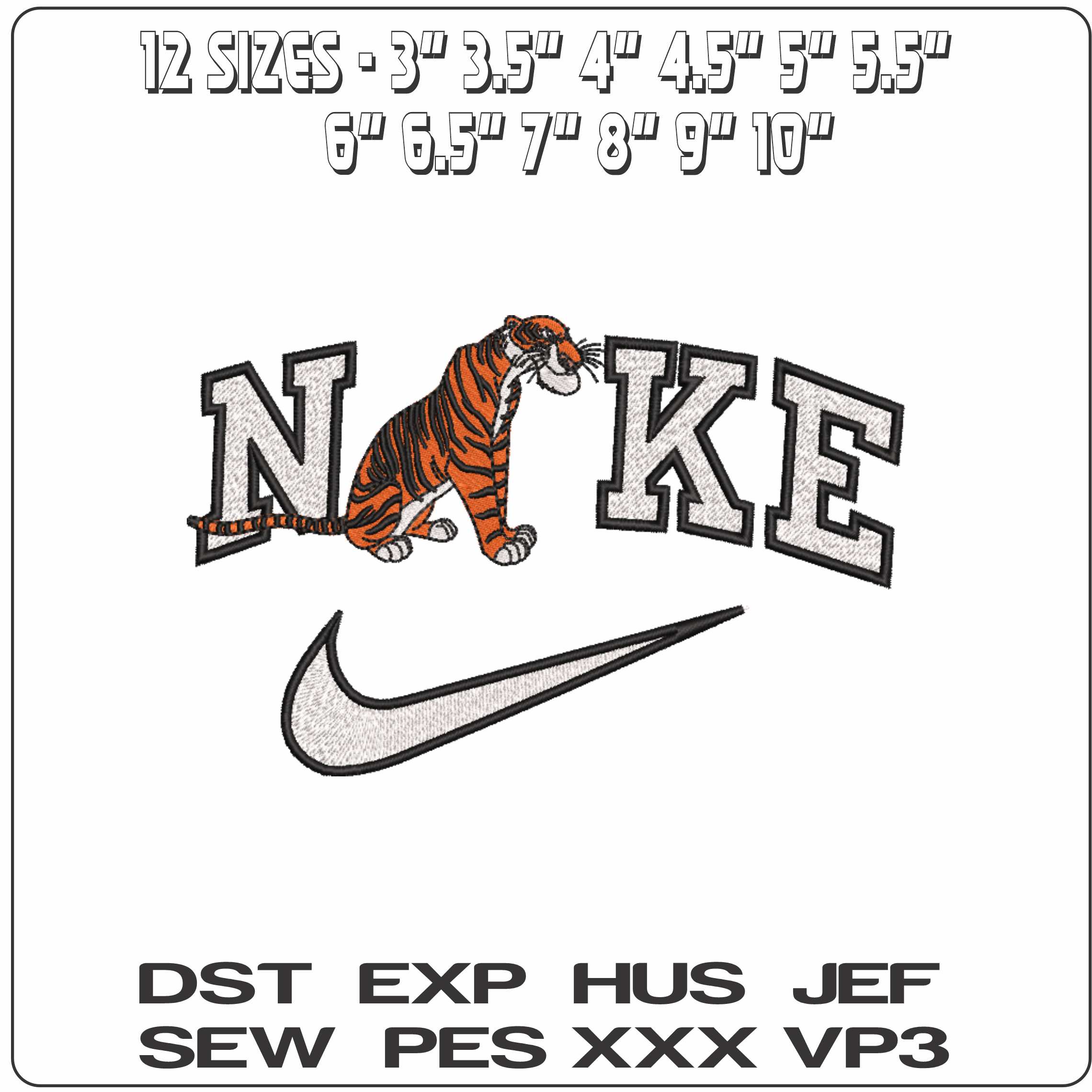 Nike Shere Khan Tiger Jungle book Cartoon - Elegant embroidery design file-instant download — view 2