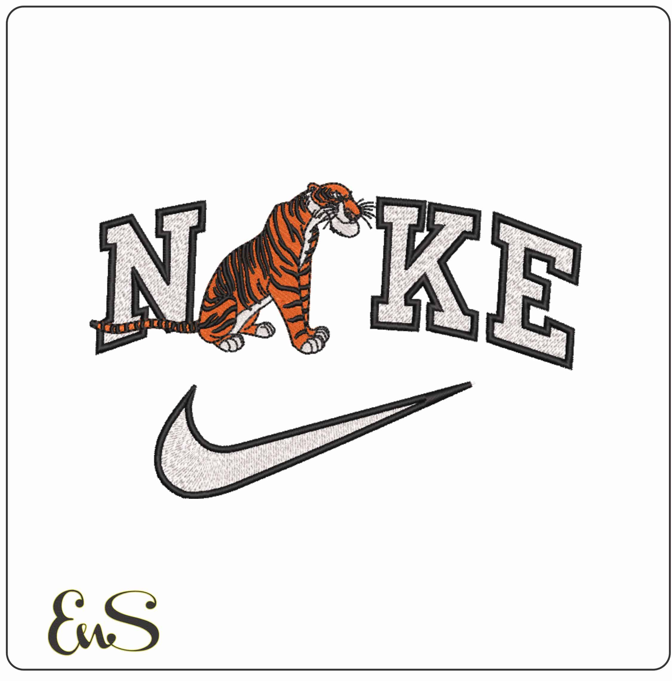 Nike Shere Khan Tiger Jungle book Cartoon - Elegant embroidery design file-instant download