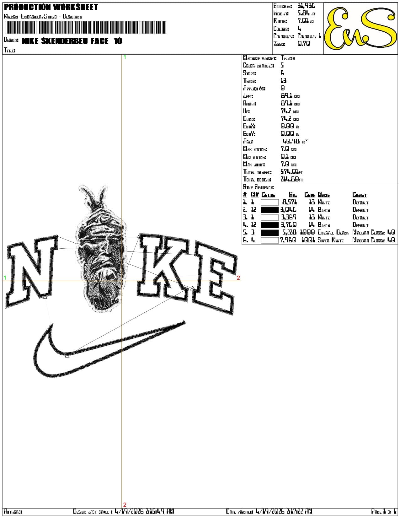 Nike Skenderbeu Face - Elegant embroidery design file-instant download — view 3