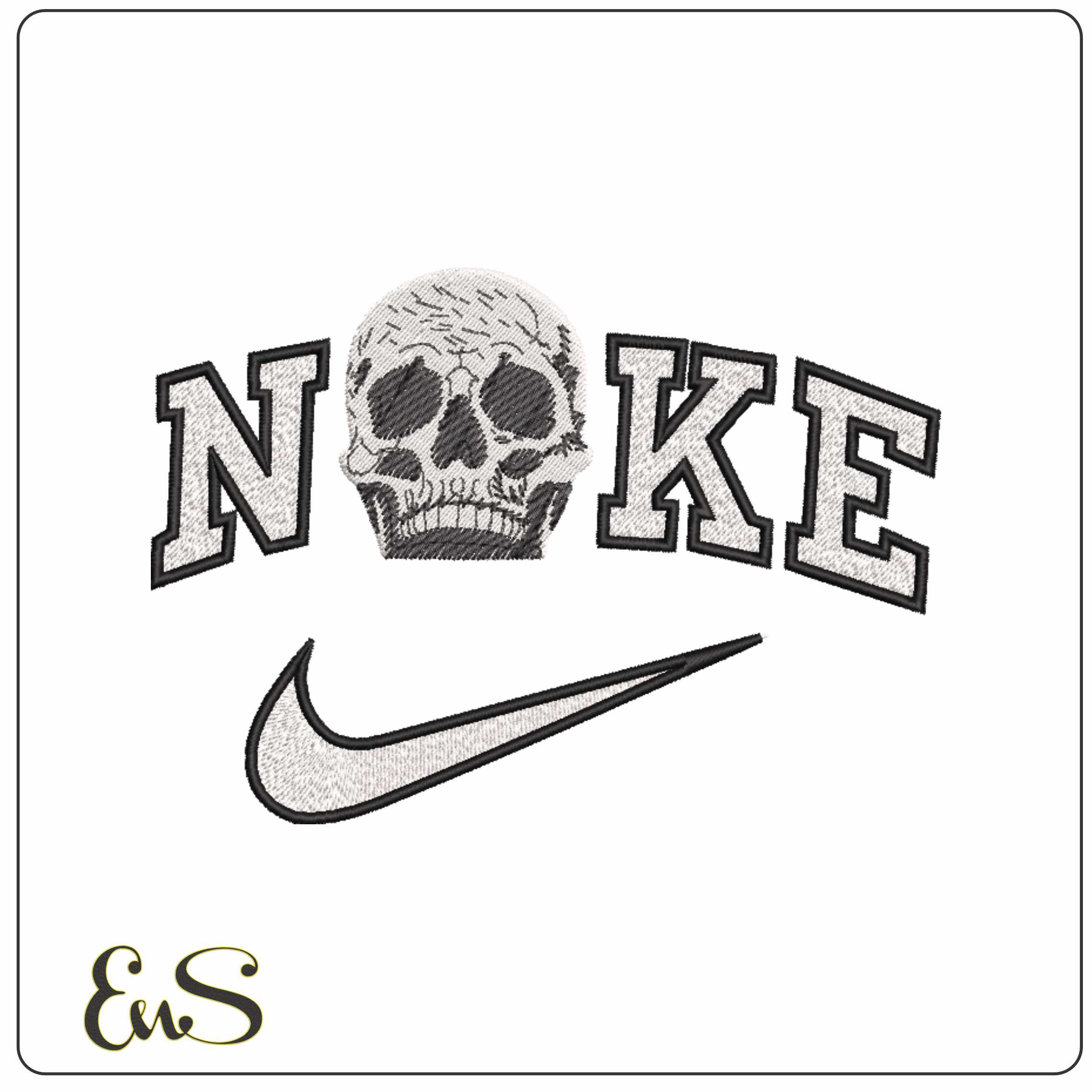 Nike Skull - Elegant embroidery design file-instant download