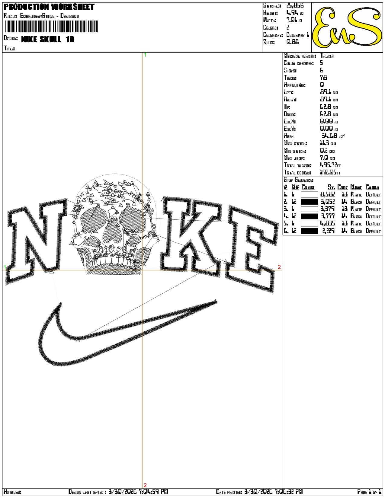 Nike Skull - Elegant embroidery design file-instant download — view 3