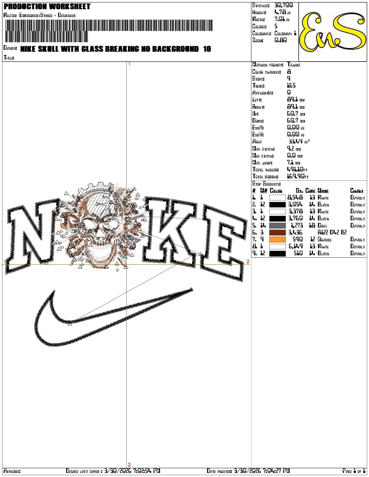 Nike Skull with Glass breaking no Background - Elegant embroidery design file-instant download — view 3
