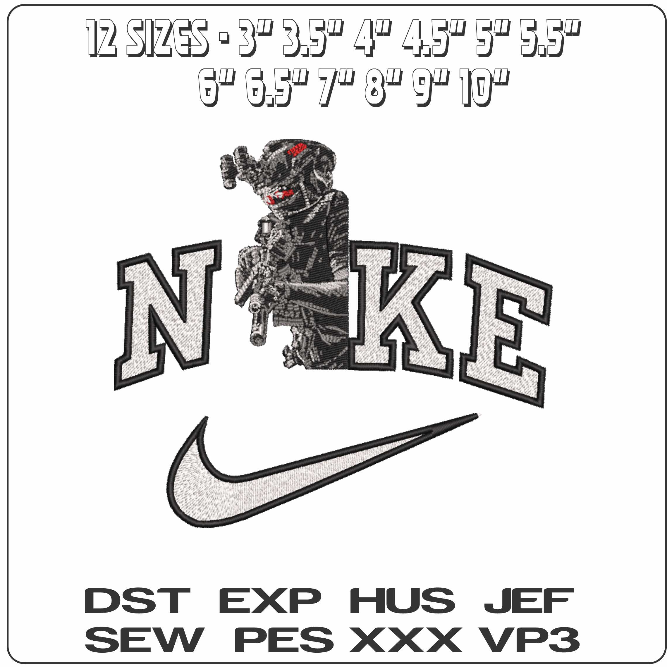 Nike Soldier Around Corner - Elegant embroidery design file-instant download — view 2