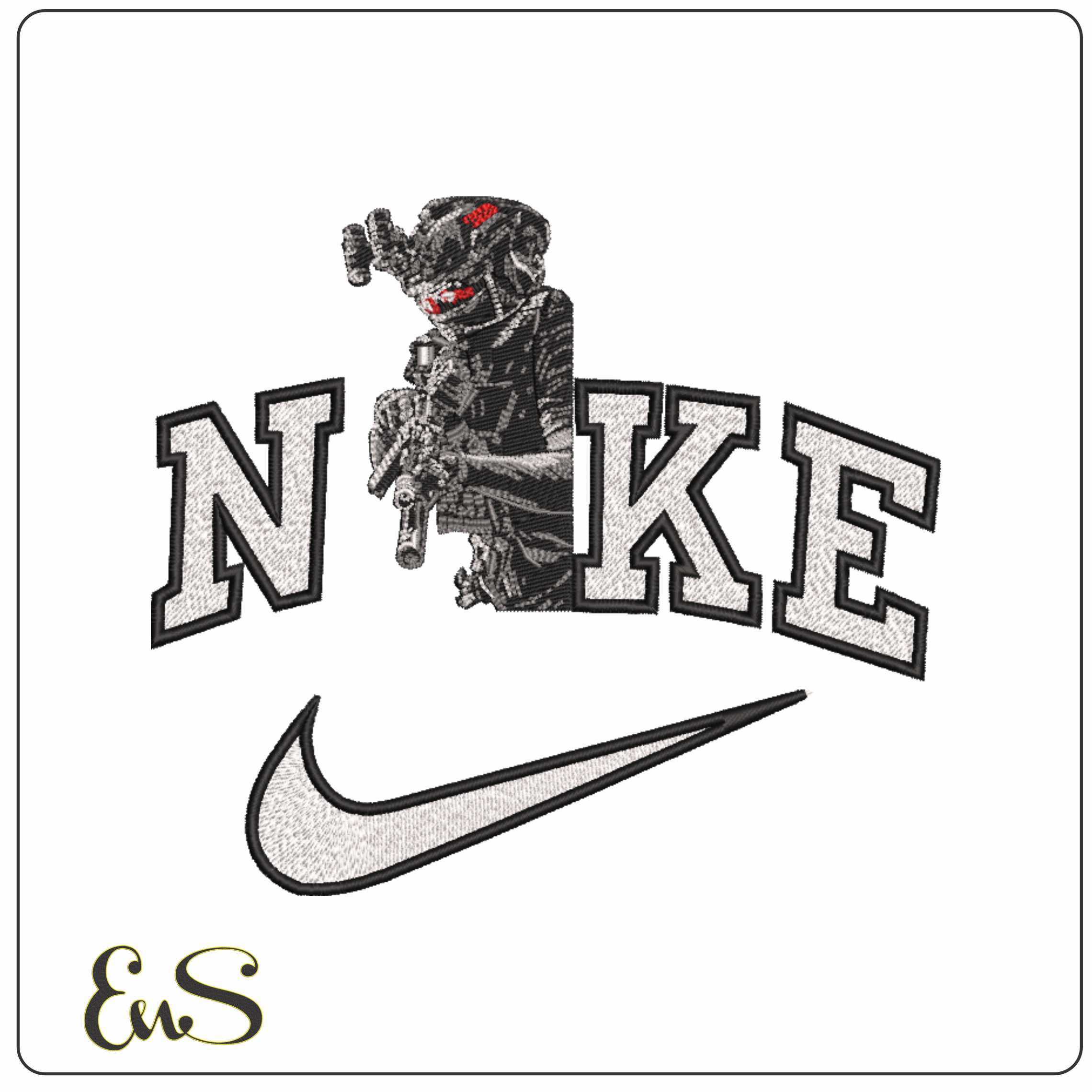 Nike Soldier Around Corner - Elegant embroidery design file-instant download