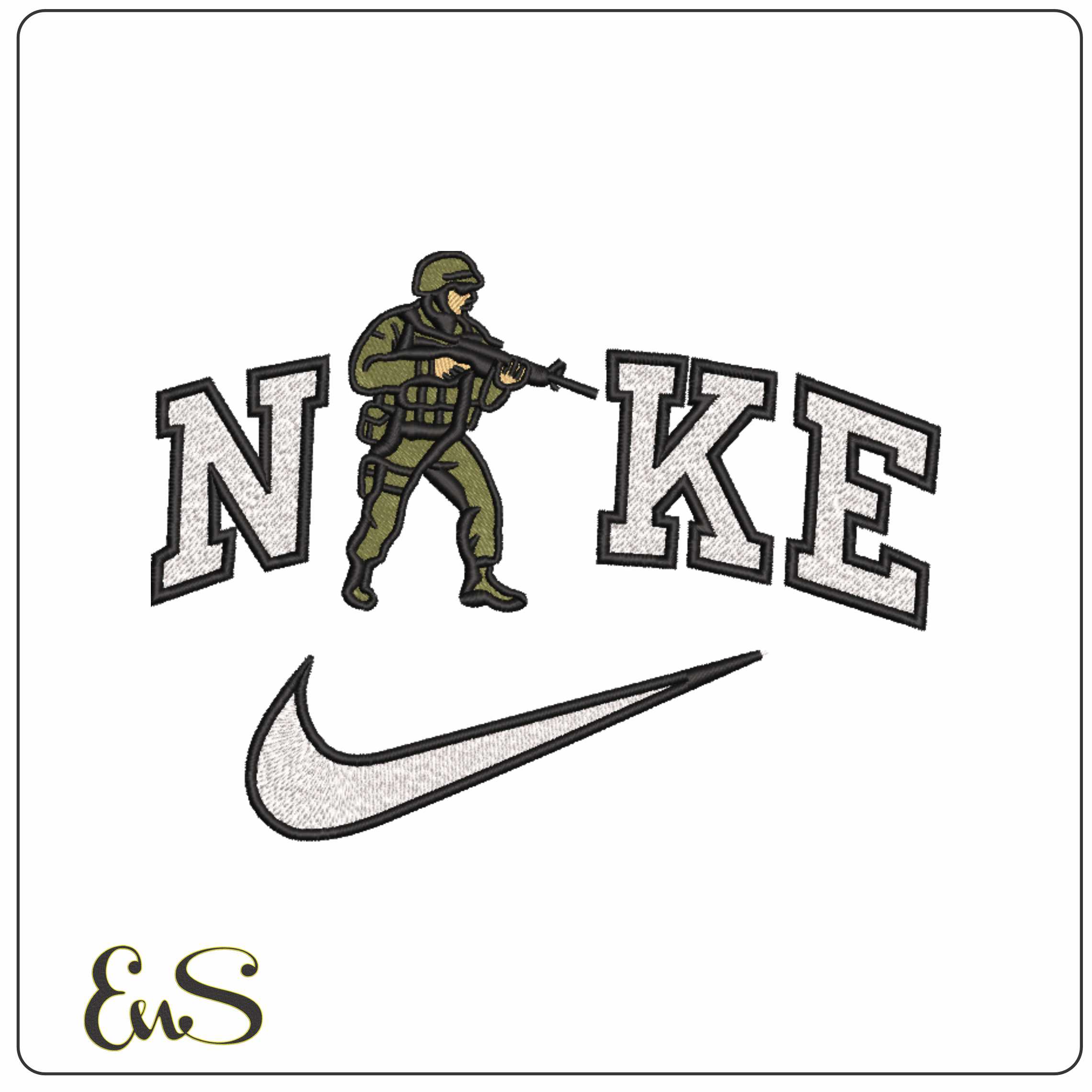 Nike Soldier in Combat - Elegant embroidery design file-instant download