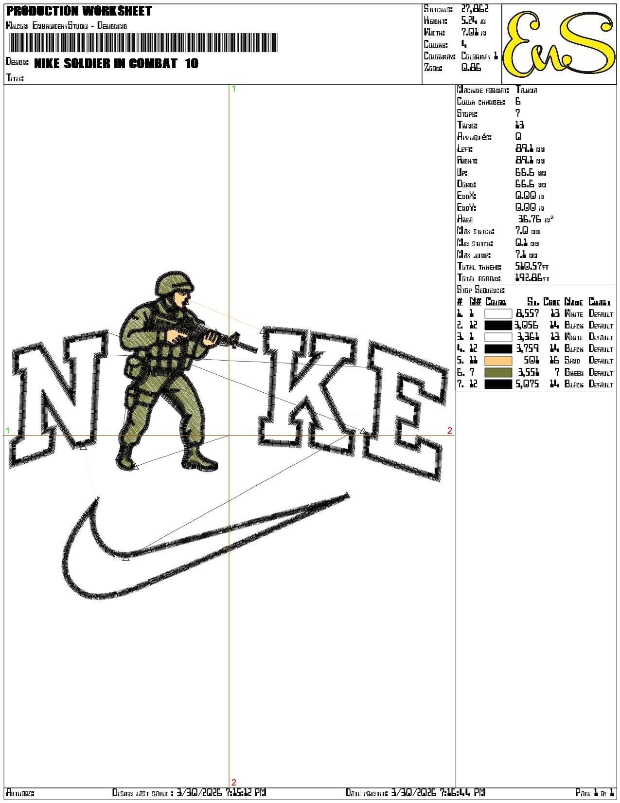 Nike Soldier in Combat - Elegant embroidery design file-instant download — view 3