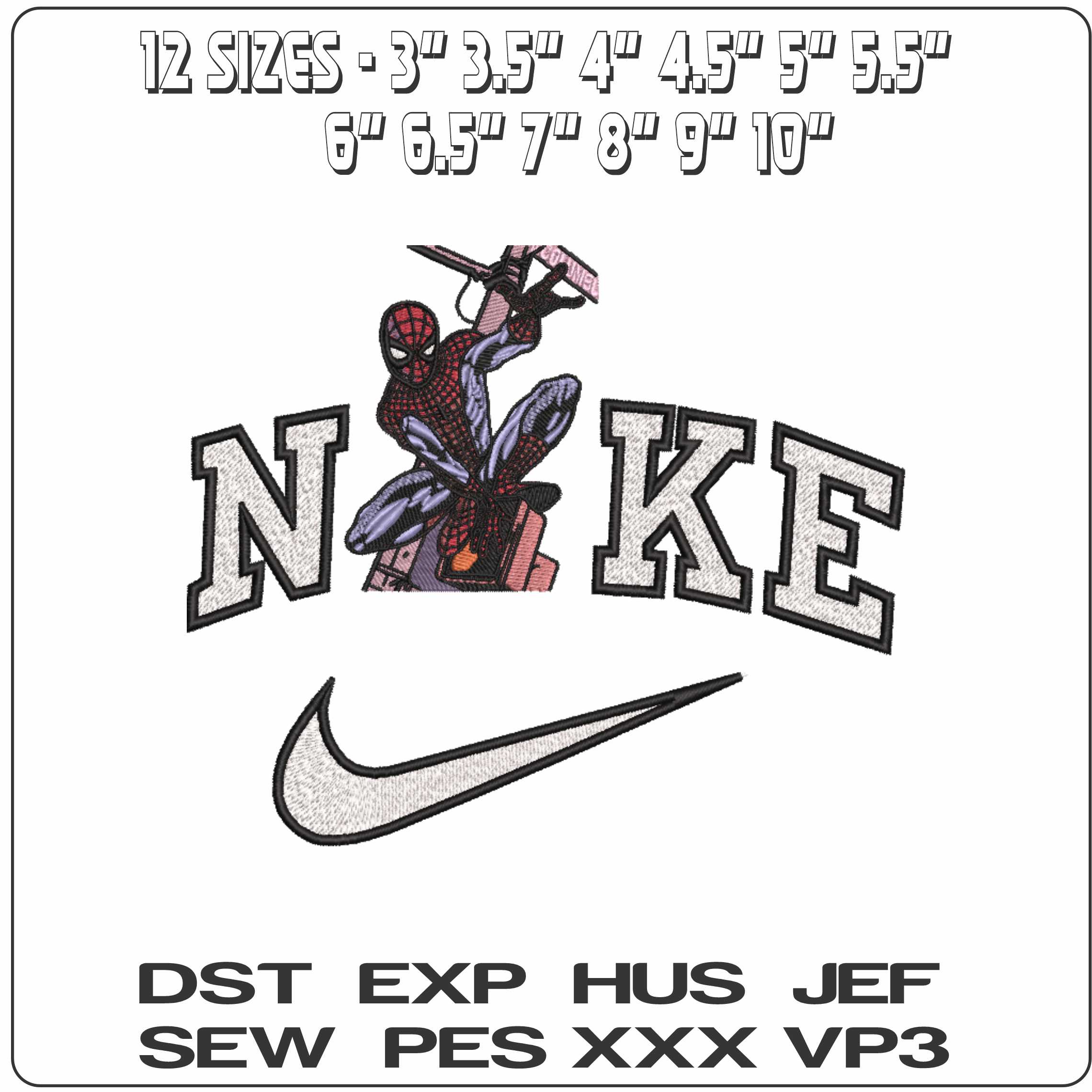 Nike Spideman on street Sign Marvel Comics - Elegant embroidery design file-instant download — view 2