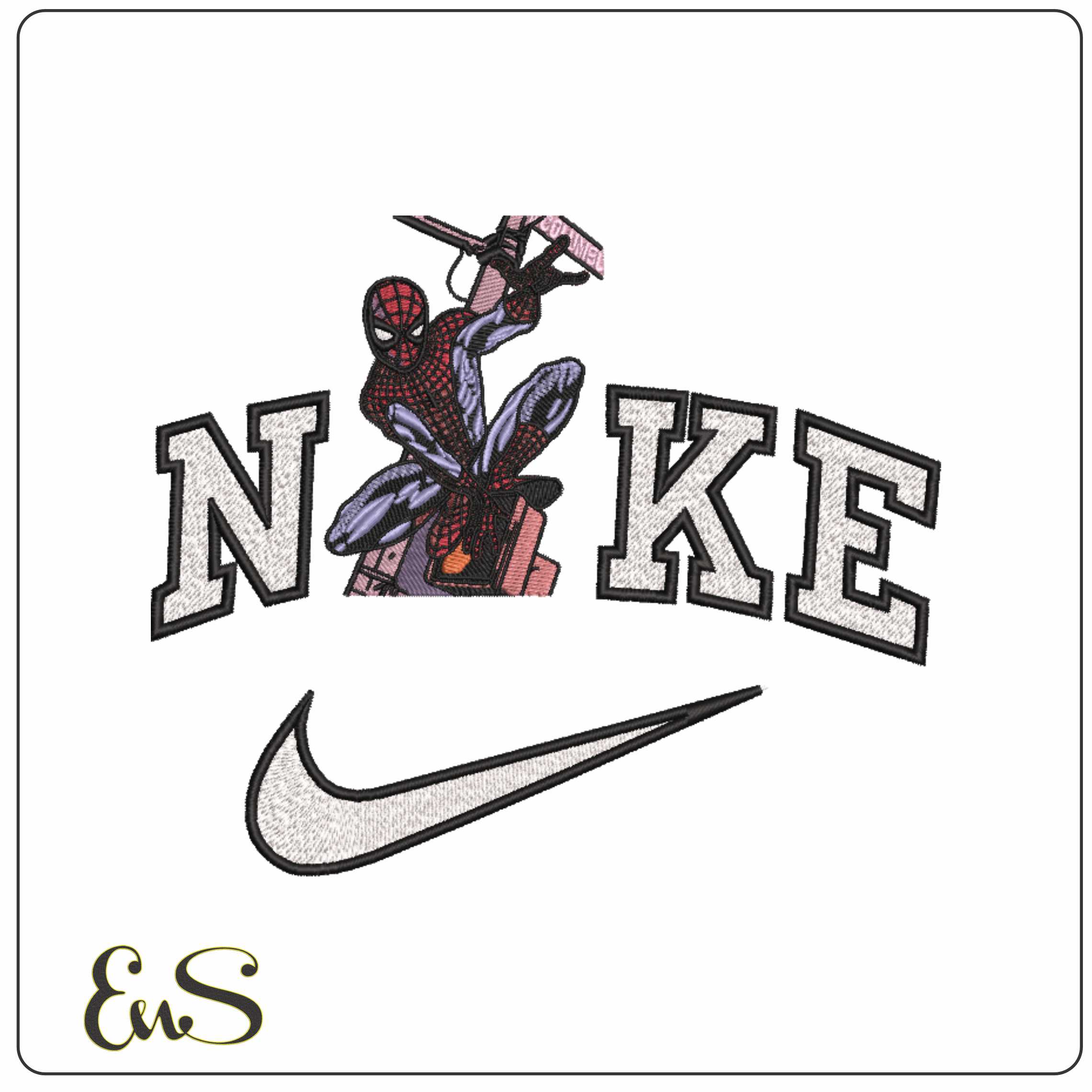 Nike Spideman on street Sign Marvel Comics - Elegant embroidery design file-instant download