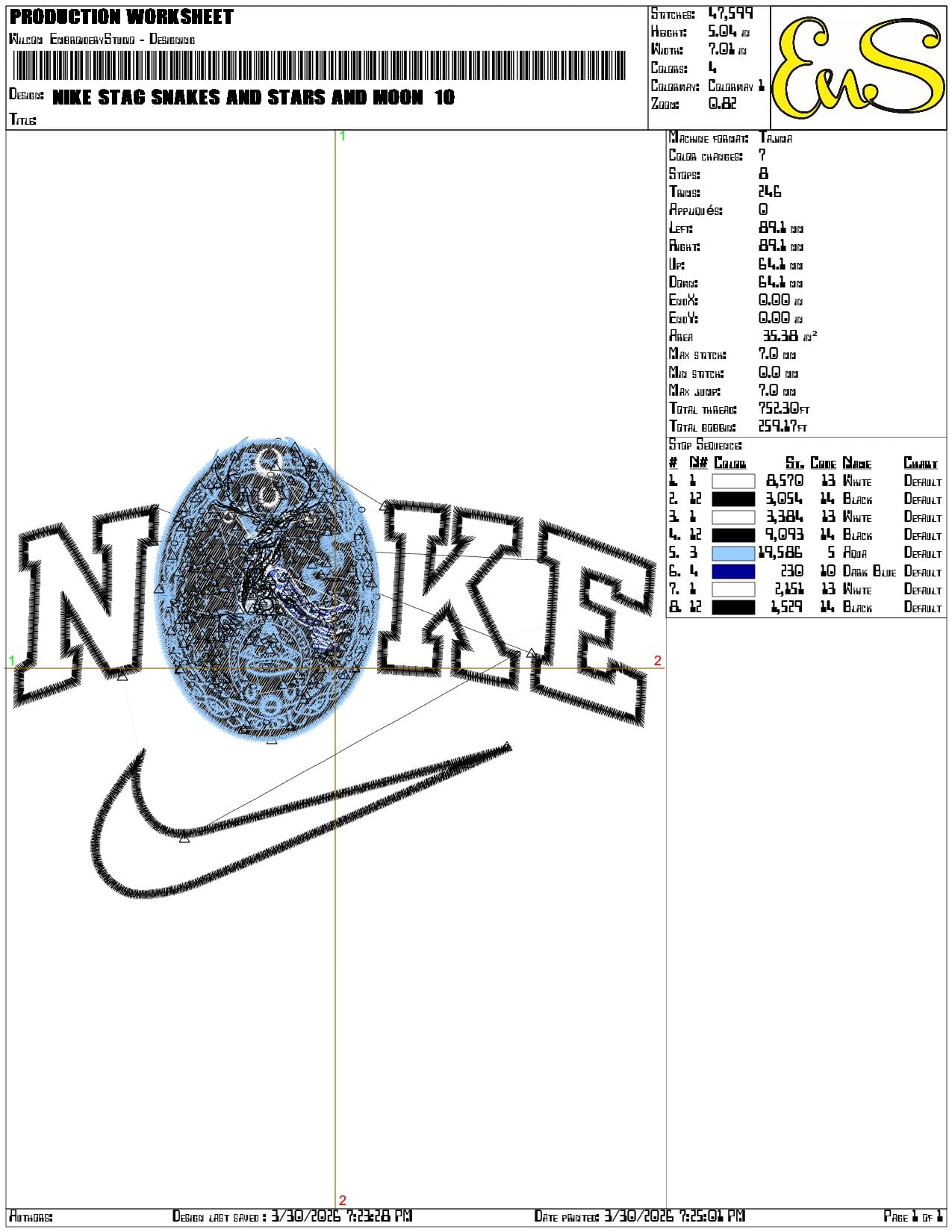 Nike Stag Snakes and Stars and Moon - Elegant embroidery design file-instant download — view 3