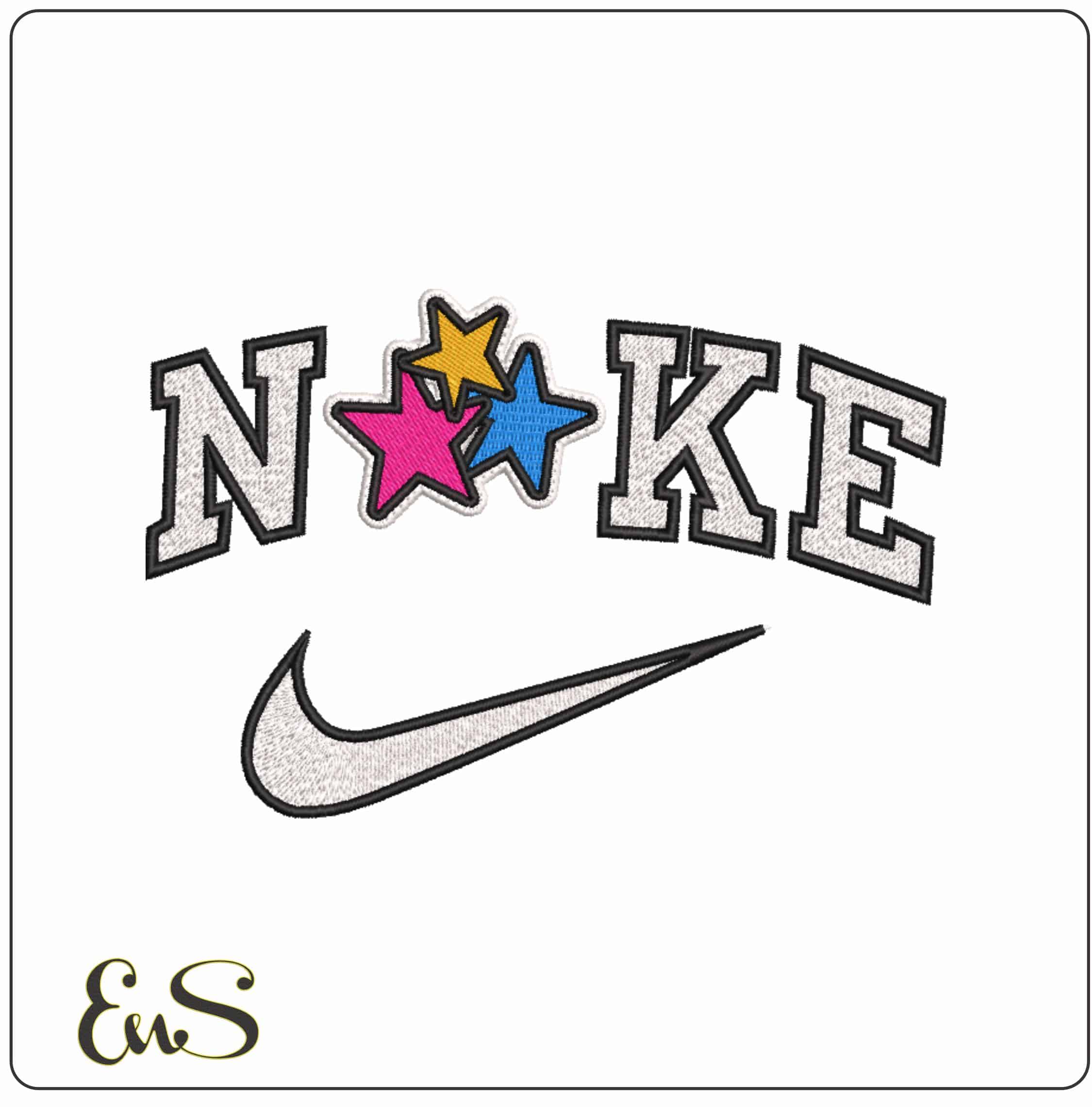 Nike Stars Patch - Elegant embroidery design file-instant download