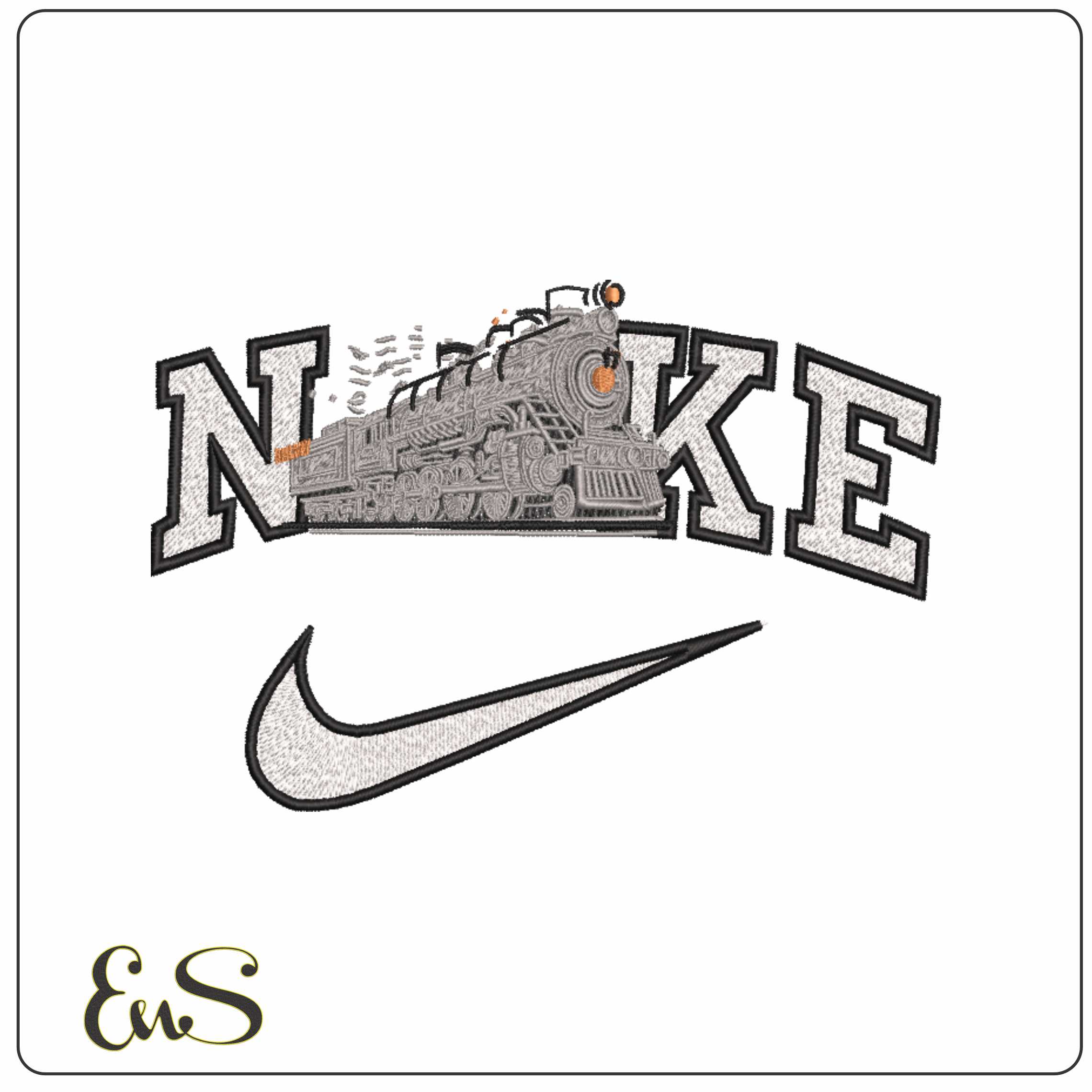 Nike Steam Train Locamotive - Elegant embroidery design file-instant download