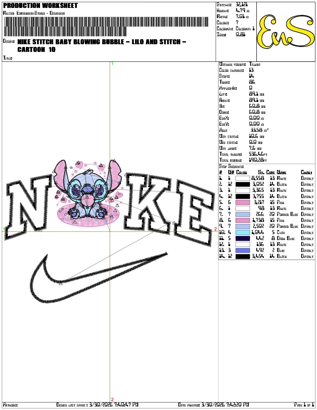 Nike Stitch Baby blowing Bubble Lilo and Stitch - Elegant embroidery design file-instant download — view 3