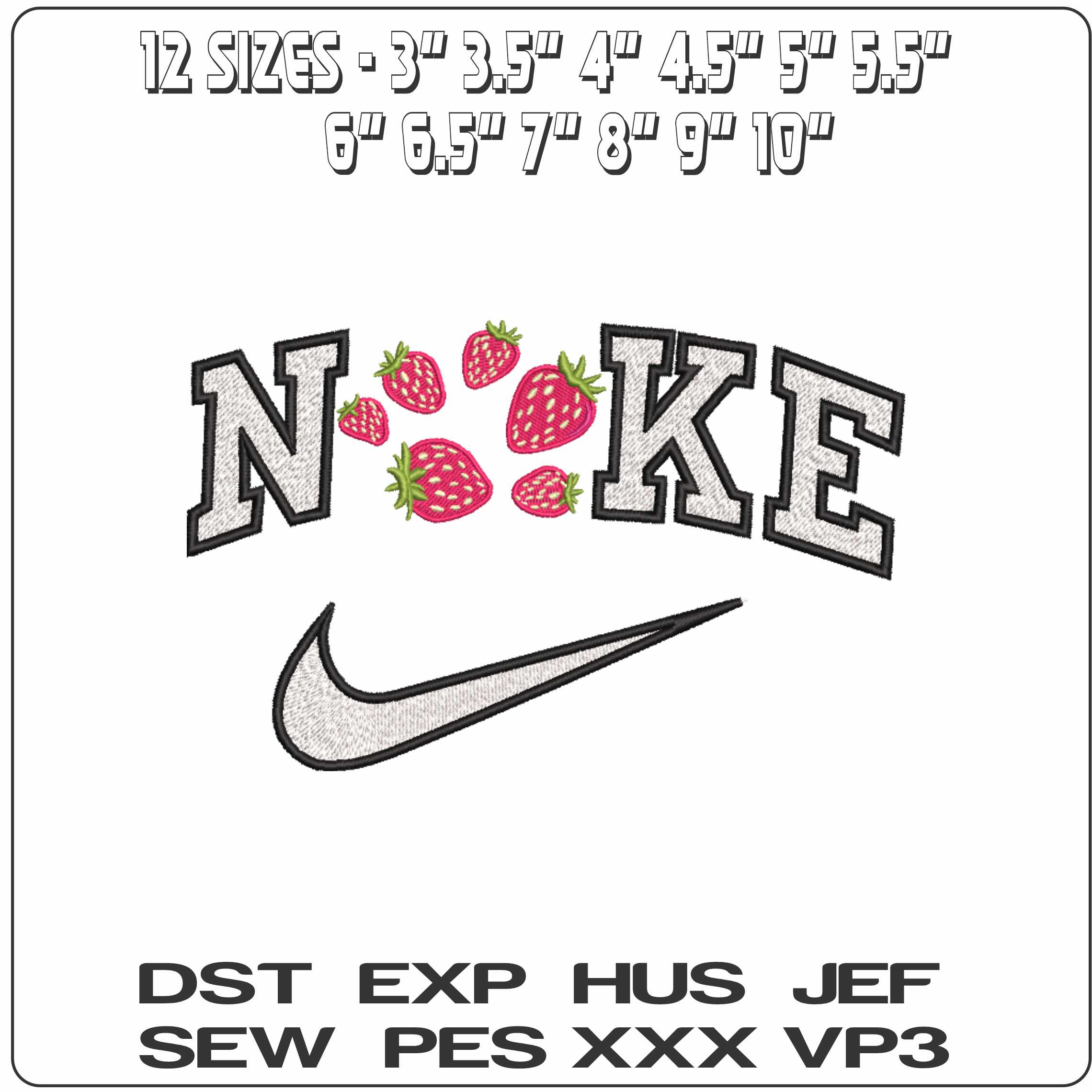 Nike Strawberries - Elegant embroidery design file-instant download — view 2