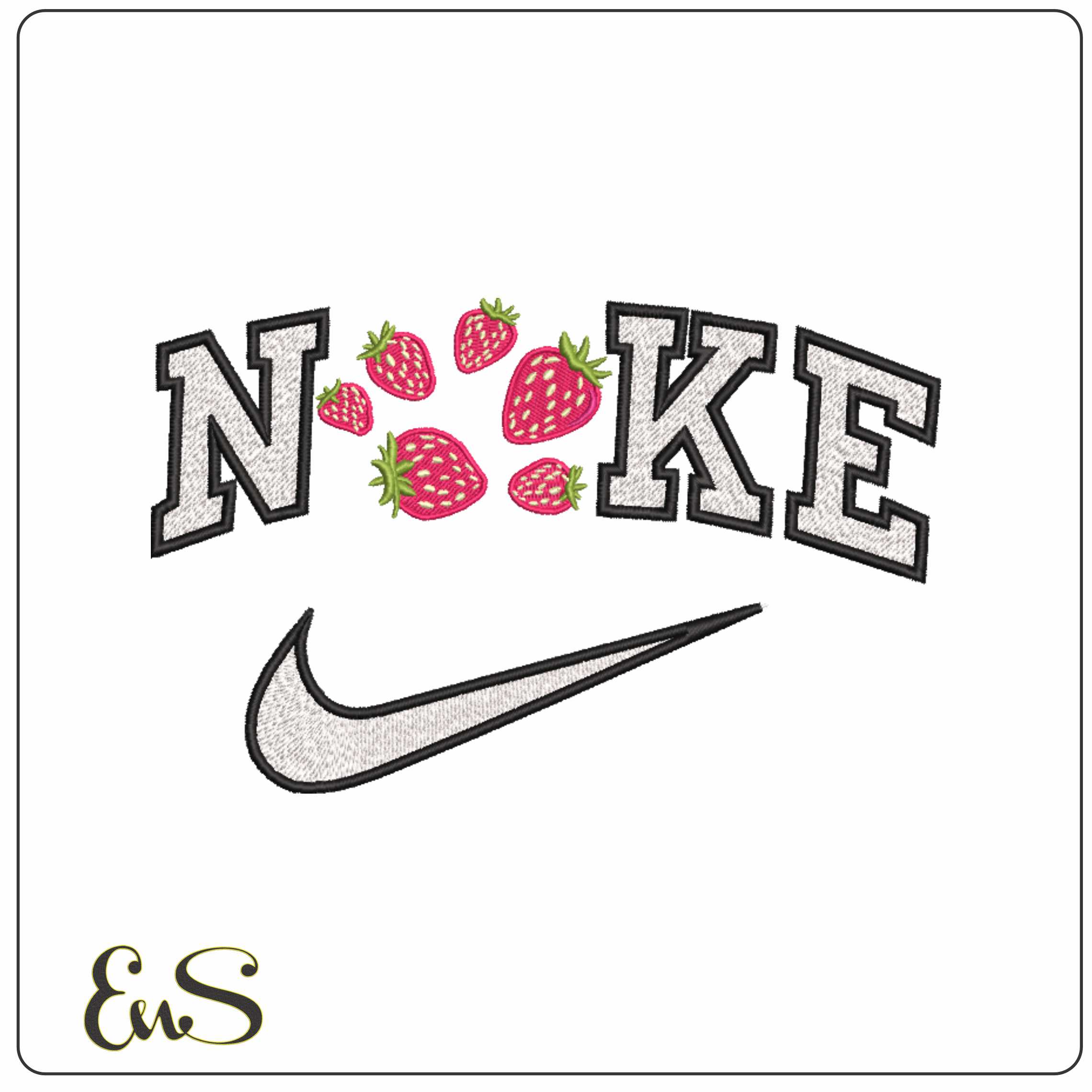 Nike Strawberries - Elegant embroidery design file-instant download