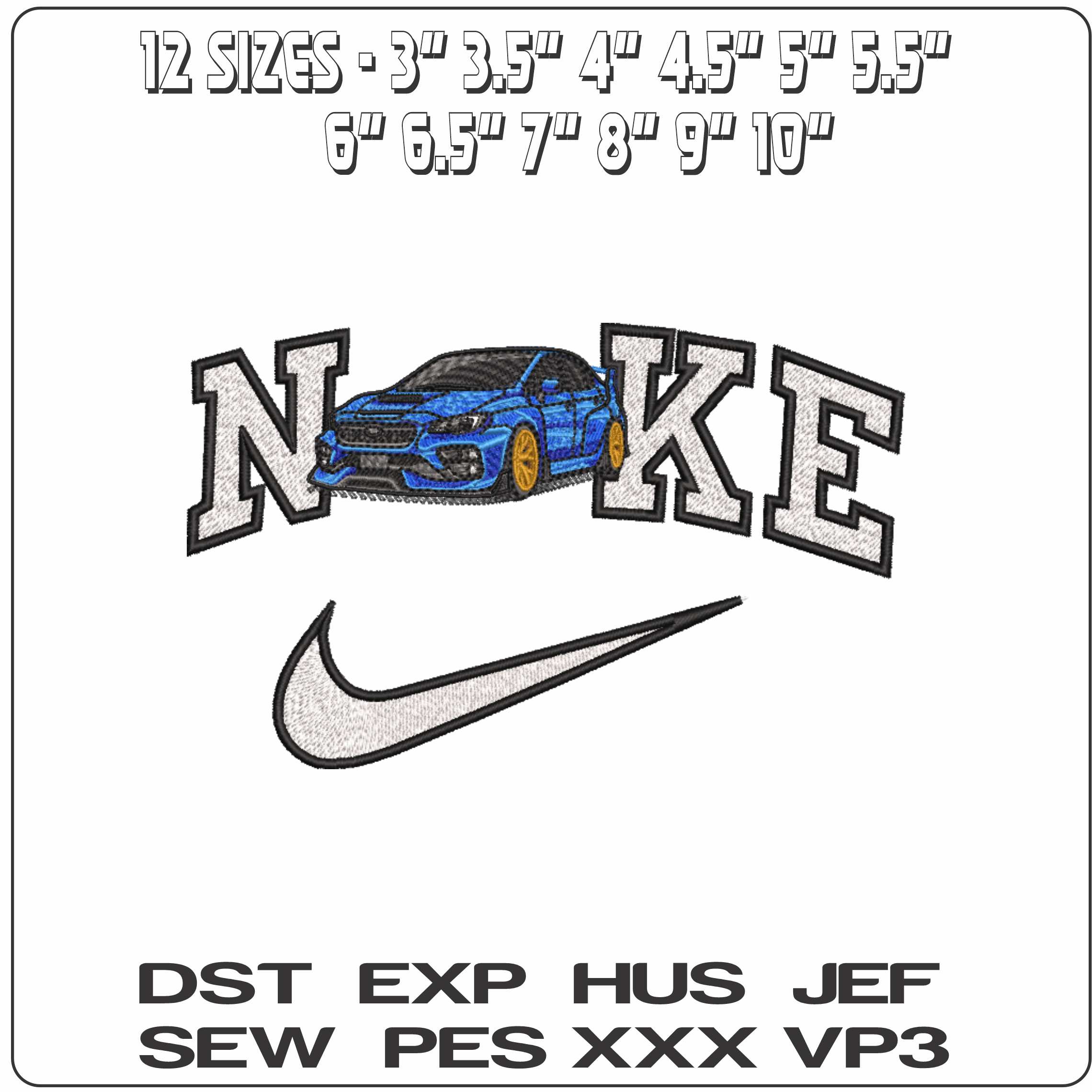 Nike Subaru WRX STI - Elegant embroidery design file-instant download — view 2