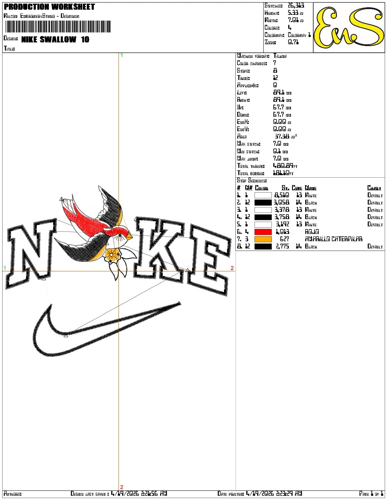Nike Swallow - Elegant embroidery design file-instant download — view 3