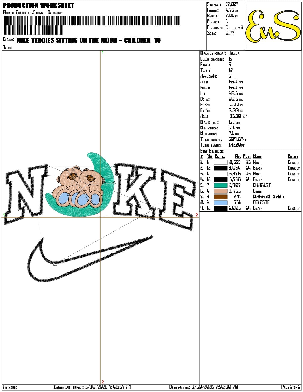 Nike Teddies sitting on the Moon - Elegant embroidery design file-instant download — view 3