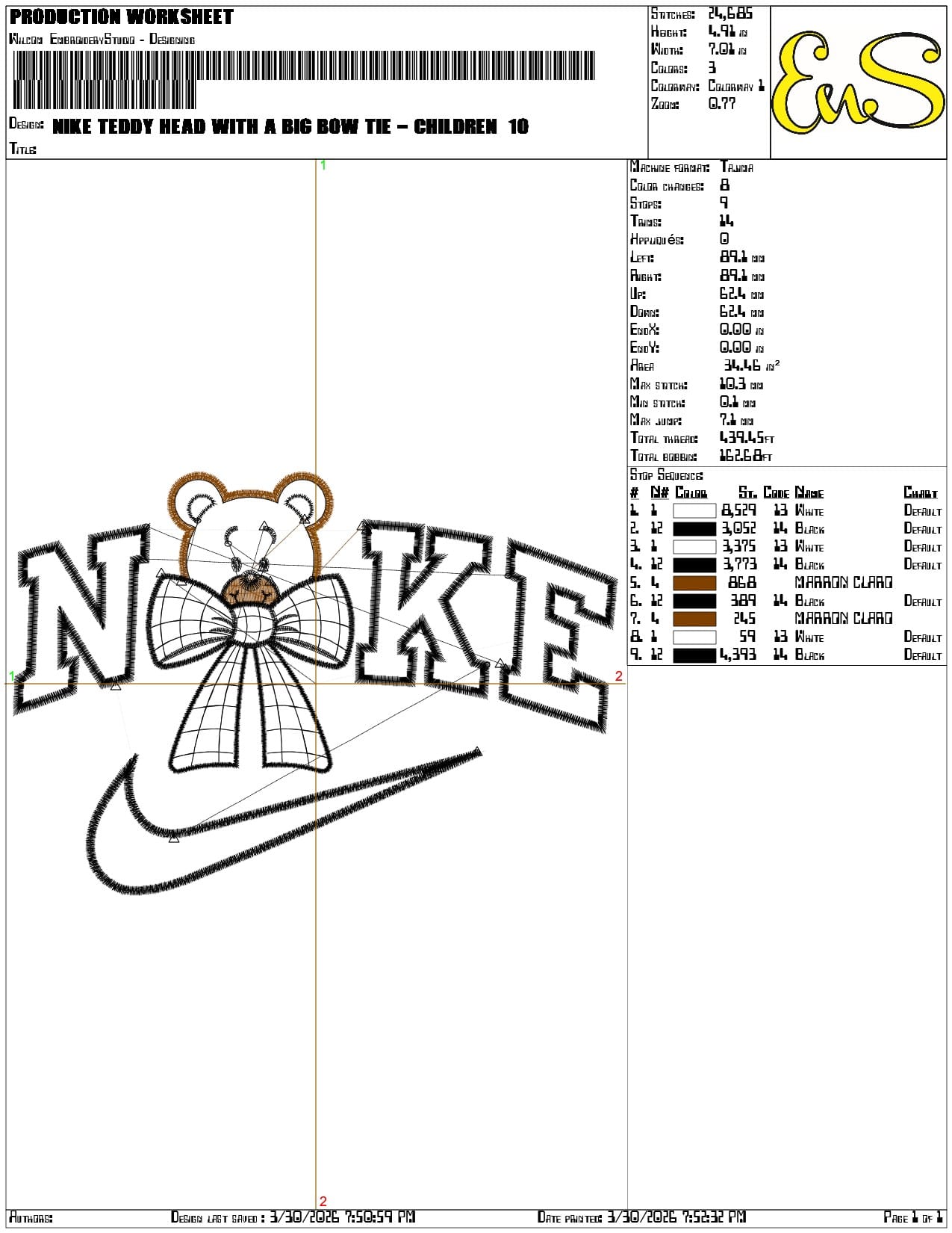 Nike Teddy Head with a Big Bow Tie - Elegant embroidery design file-instant download — view 3