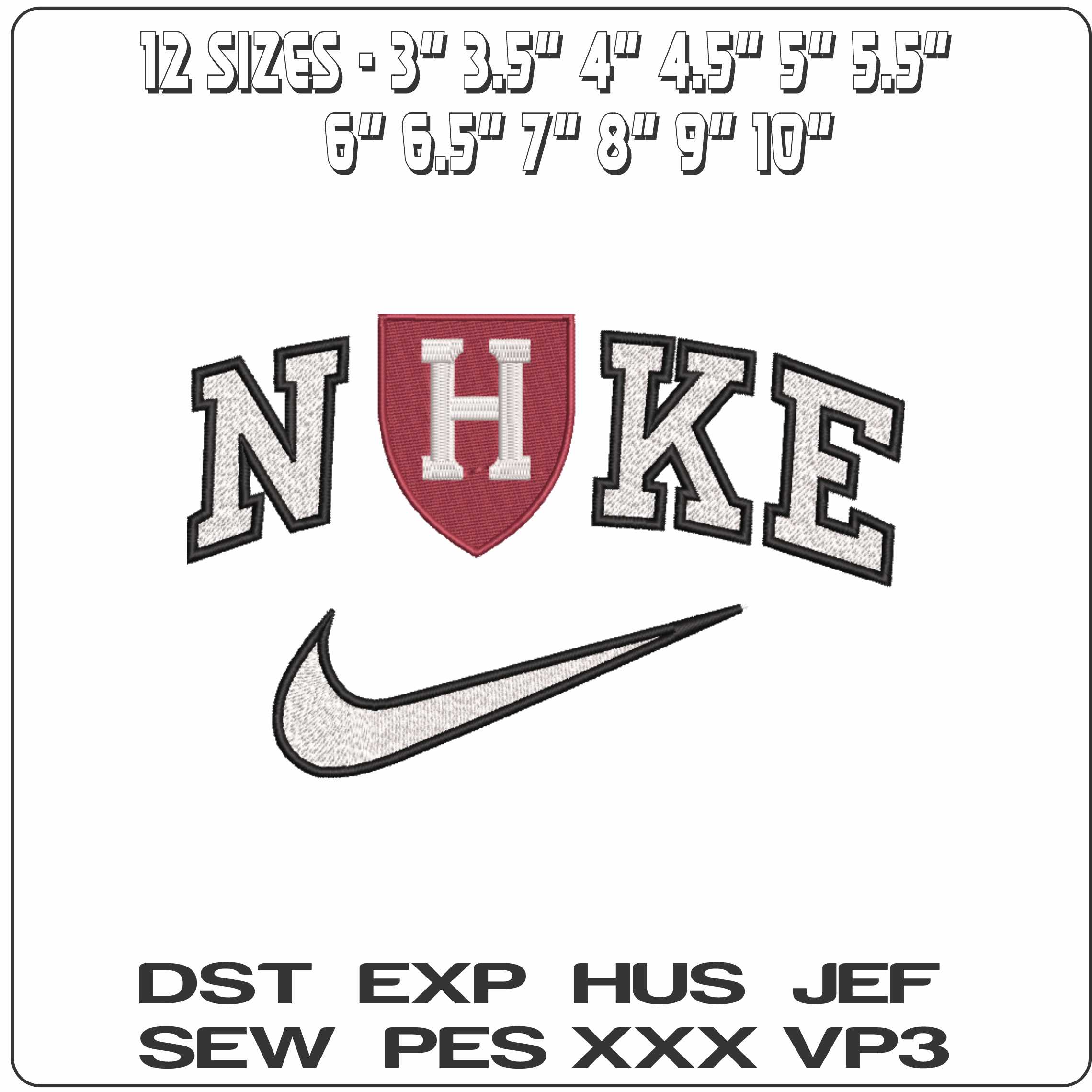Nike The Harvard Crimson 2020 on Harvard - Elegant embroidery design file-instant download — view 2