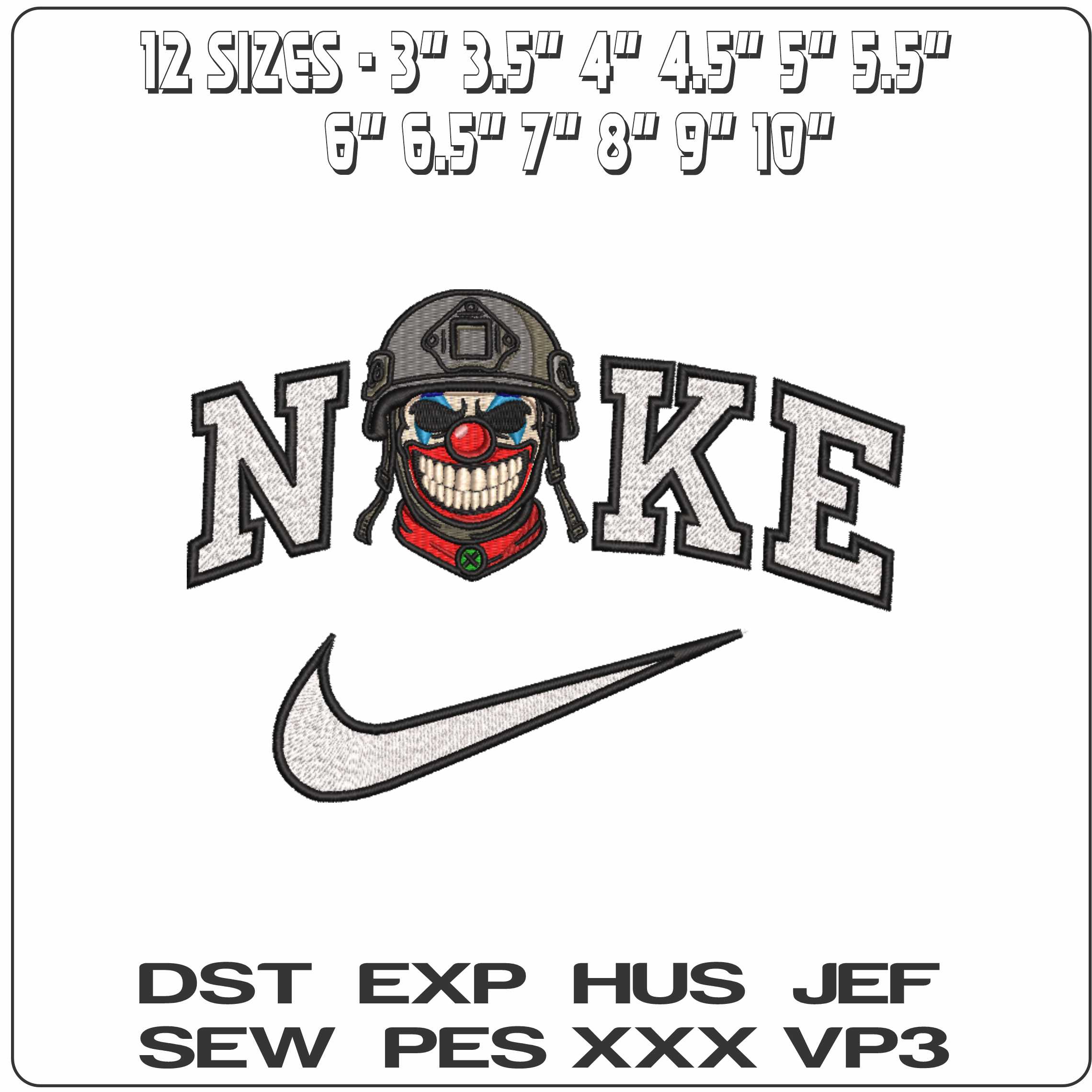Nike The Kevlar Clown - Elegant embroidery design file-instant download — view 2