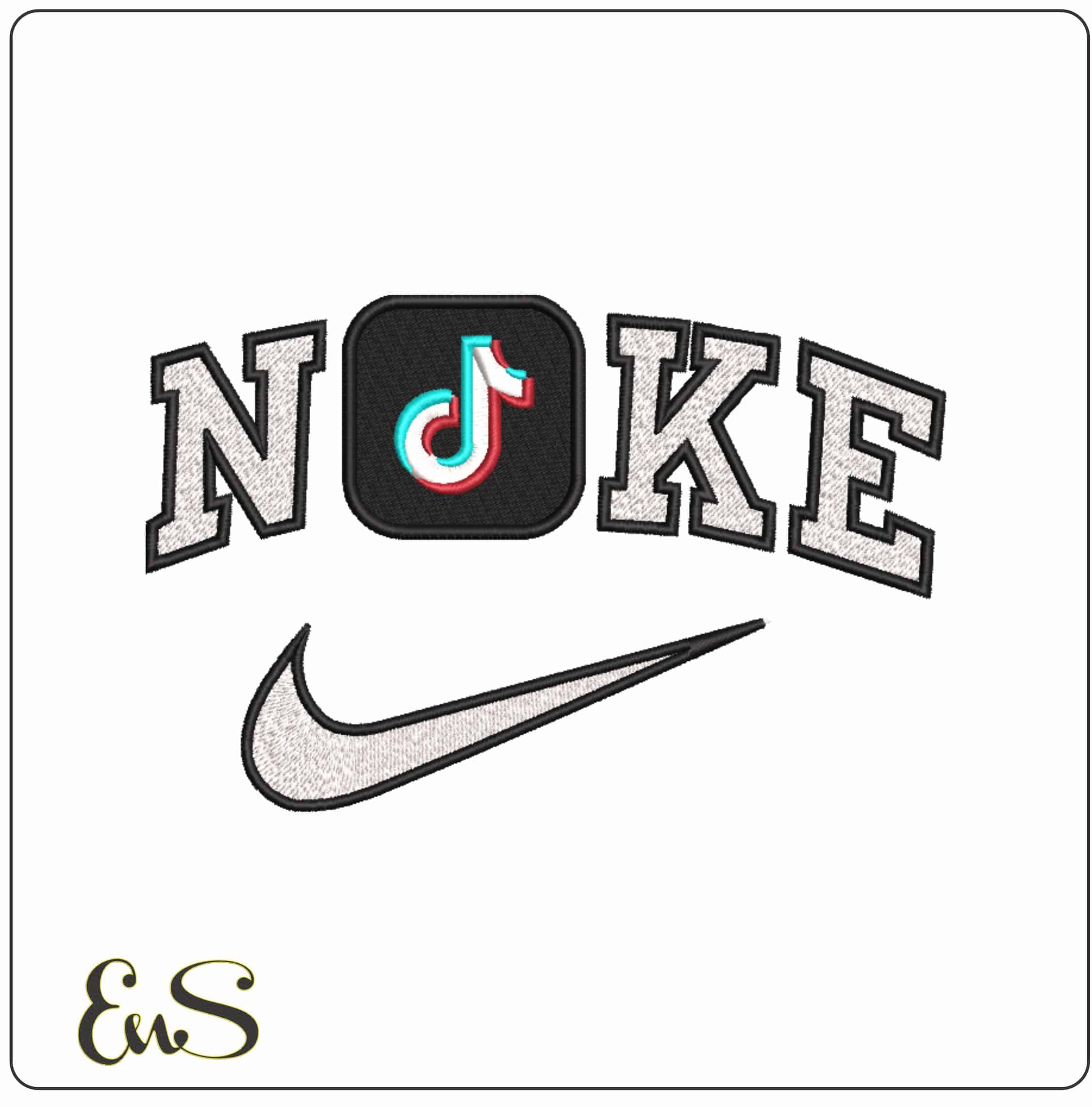 Nike Tiktok - Elegant embroidery design file-instant download