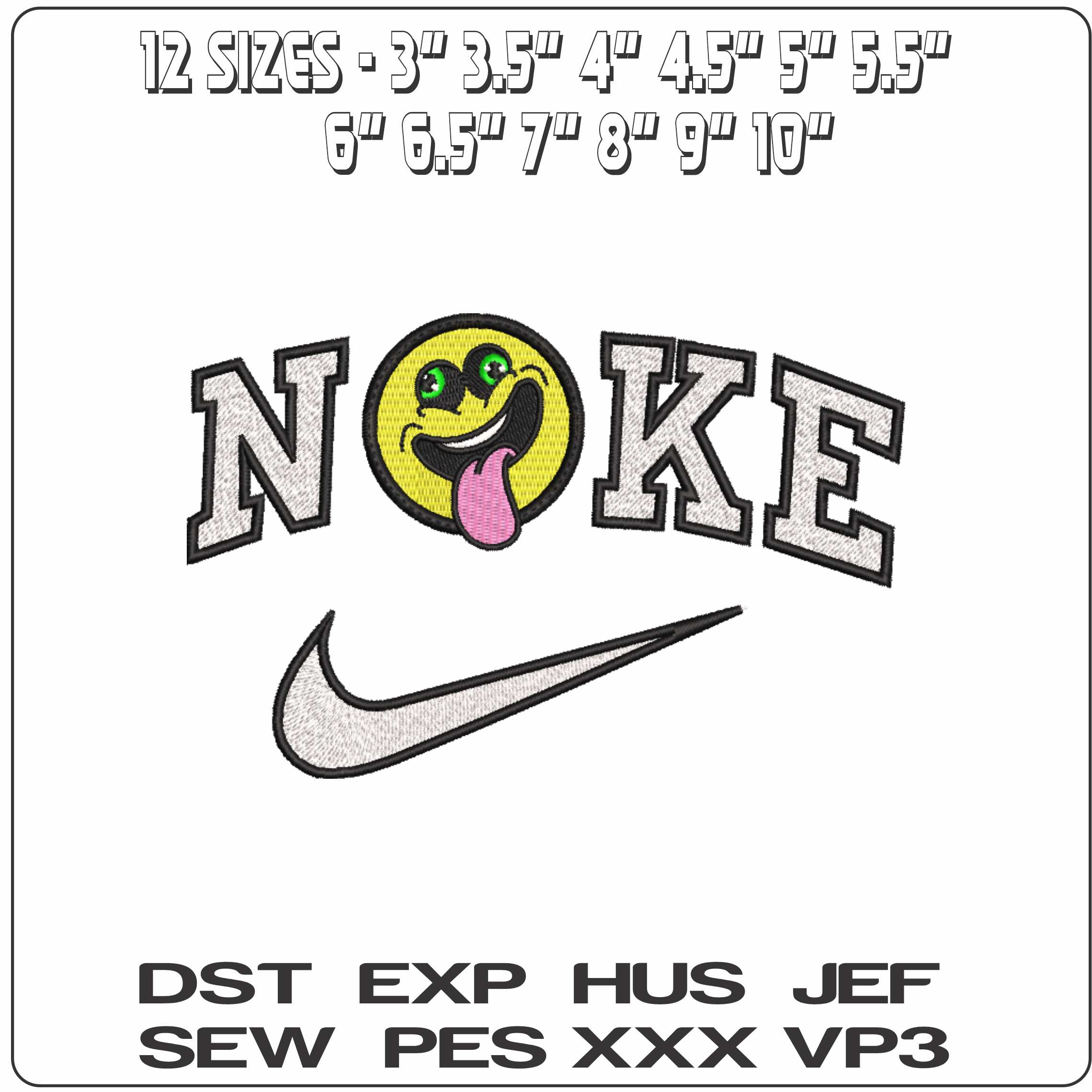 Nike Tongue out Emoji - Elegant embroidery design file-instant download — view 2