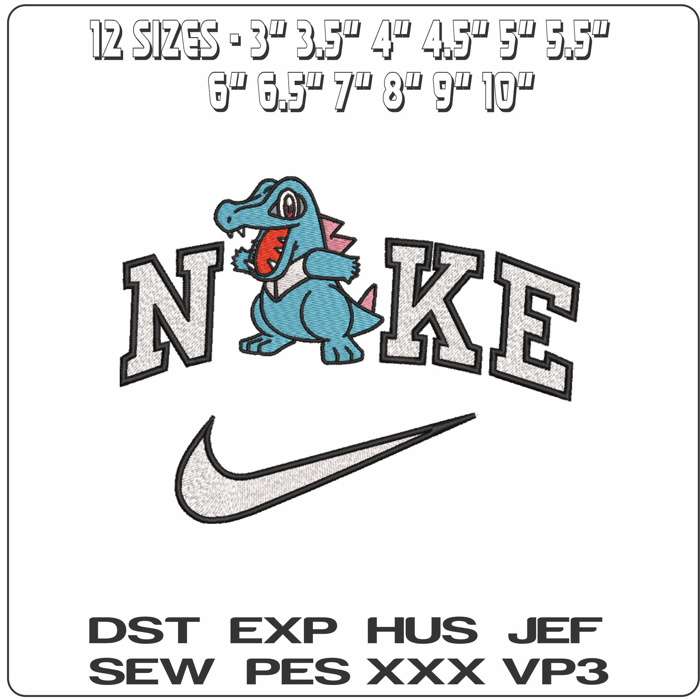 Nike Totodile Pokemon - Elegant embroidery design file-instant download — view 2