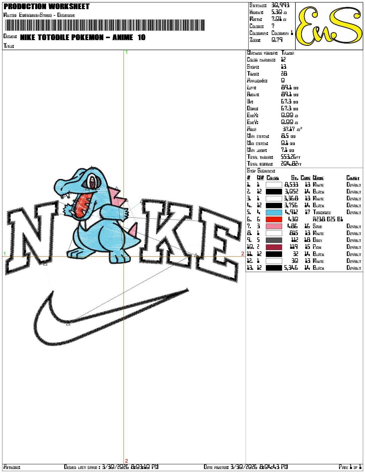 Nike Totodile Pokemon - Elegant embroidery design file-instant download — view 3