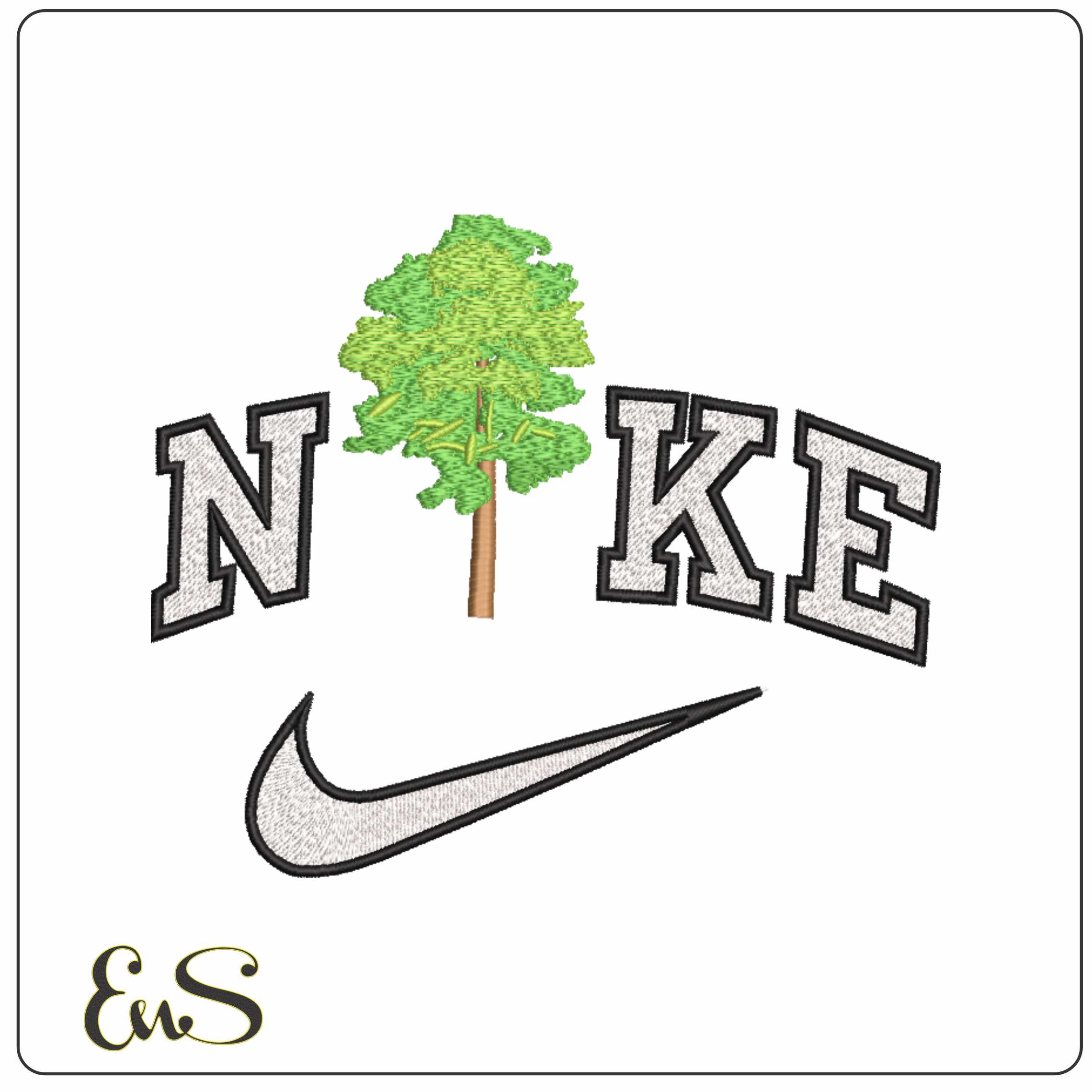 Nike Tree - Elegant embroidery design file-instant download