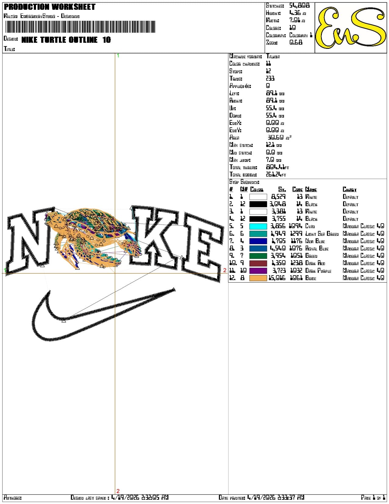 Nike Turtle outline - Elegant embroidery design file-instant download — view 3