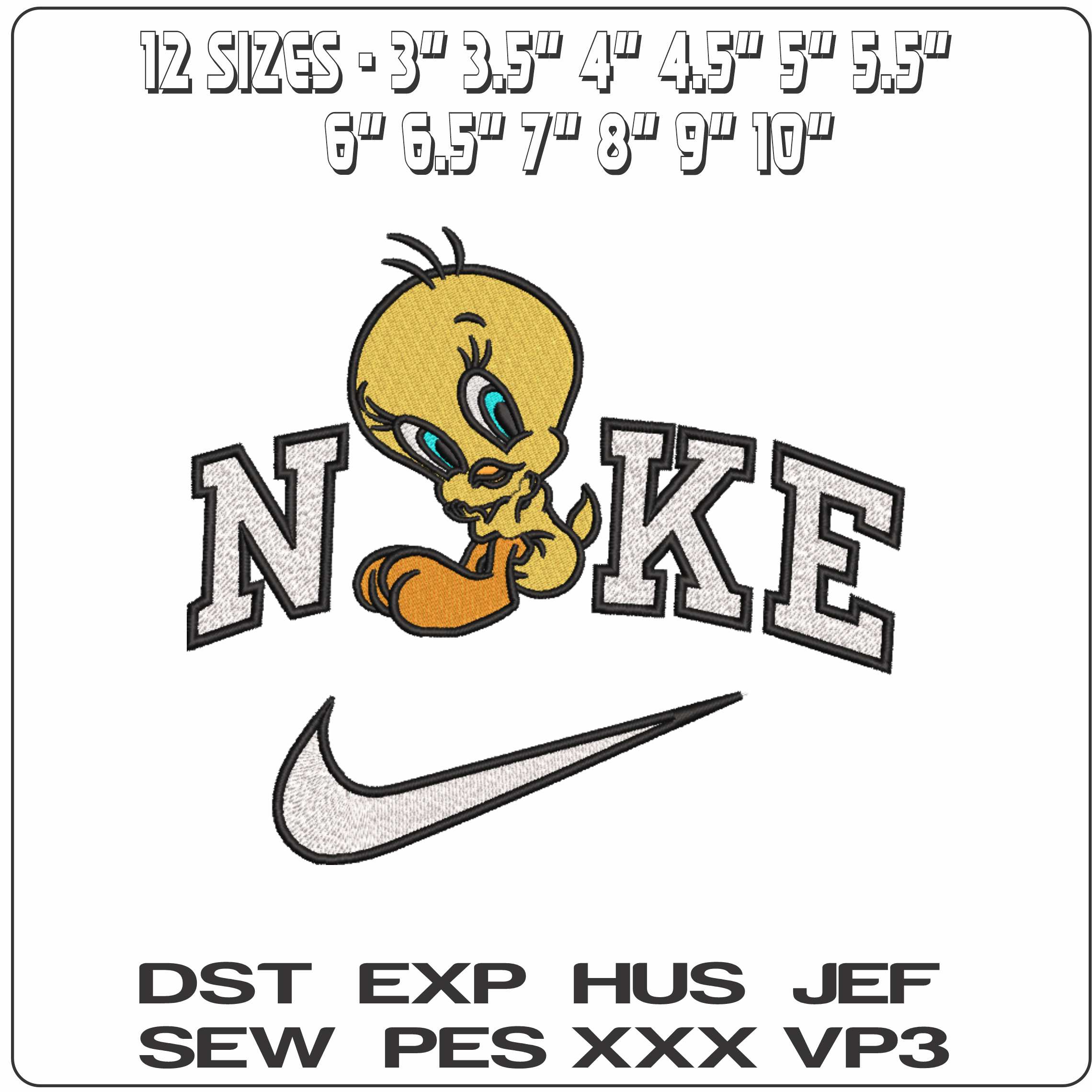 Nike Tweetie Pie Sitting - Elegant embroidery design file-instant download — view 2