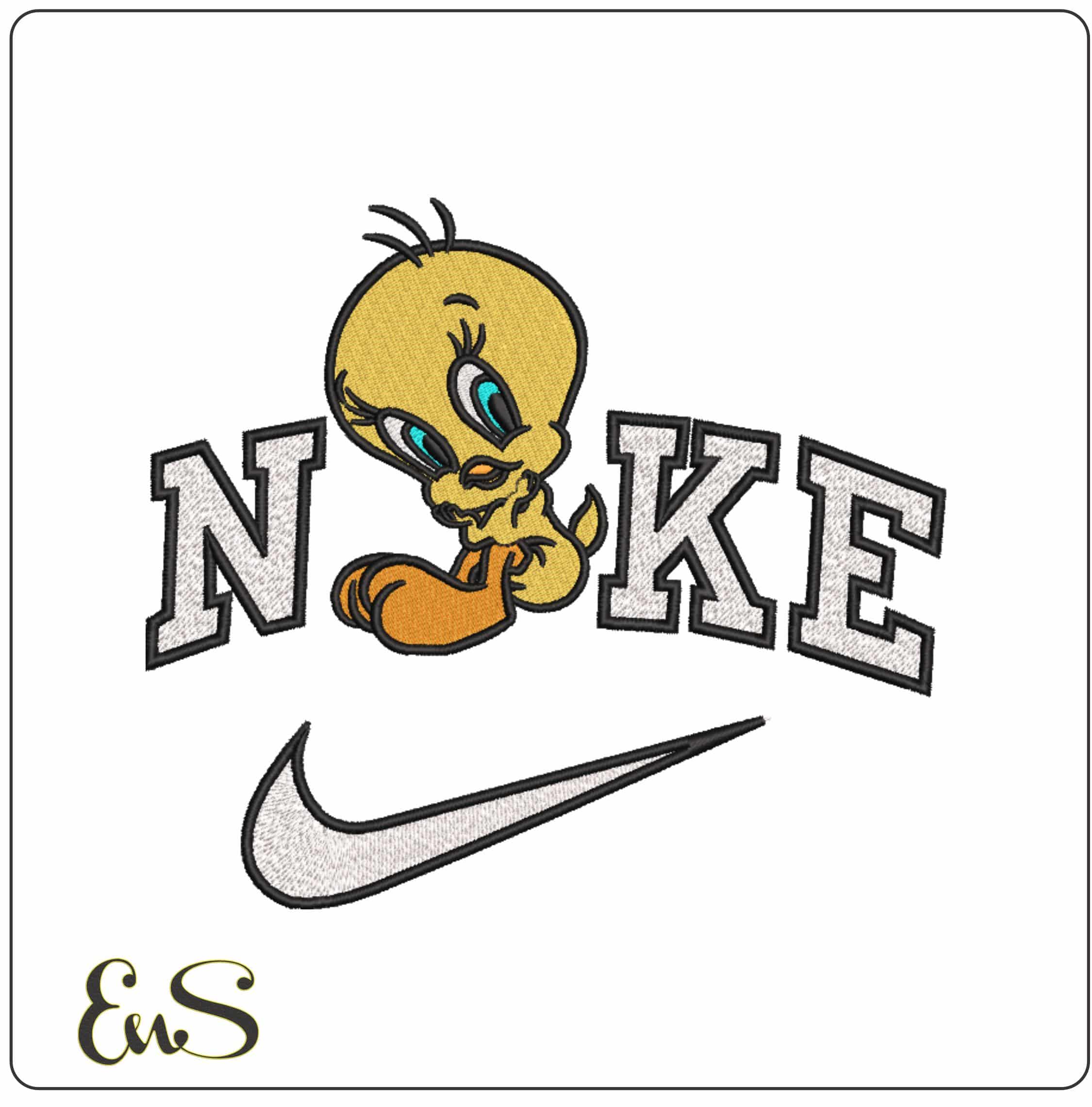 Nike Tweetie Pie Sitting - Elegant embroidery design file-instant download