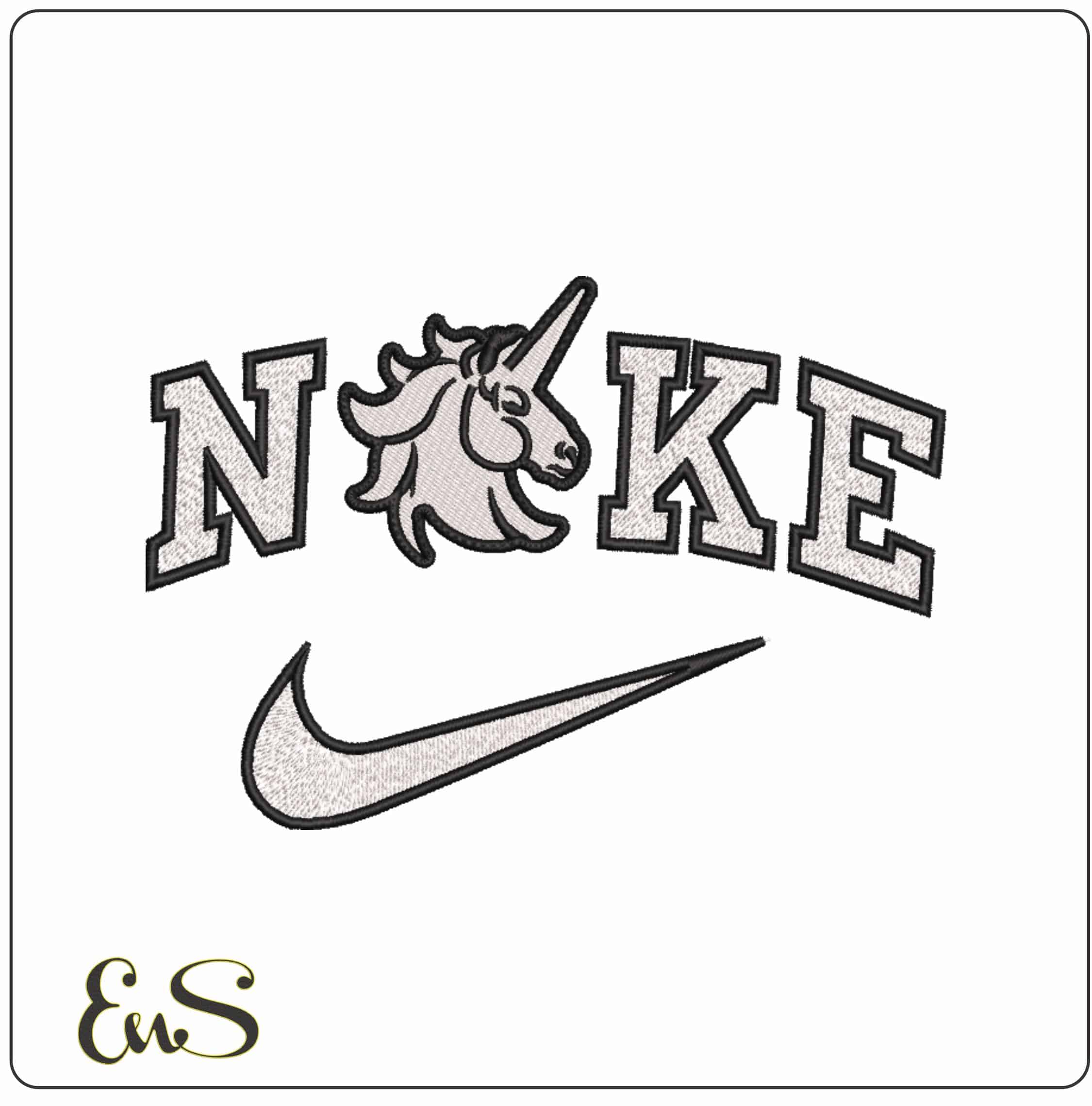 Nike Unicorn Head Outline - Elegant embroidery design file-instant download