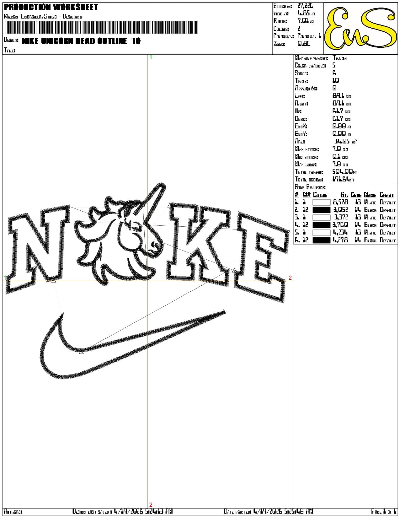 Nike Unicorn Head Outline - Elegant embroidery design file-instant download — view 3