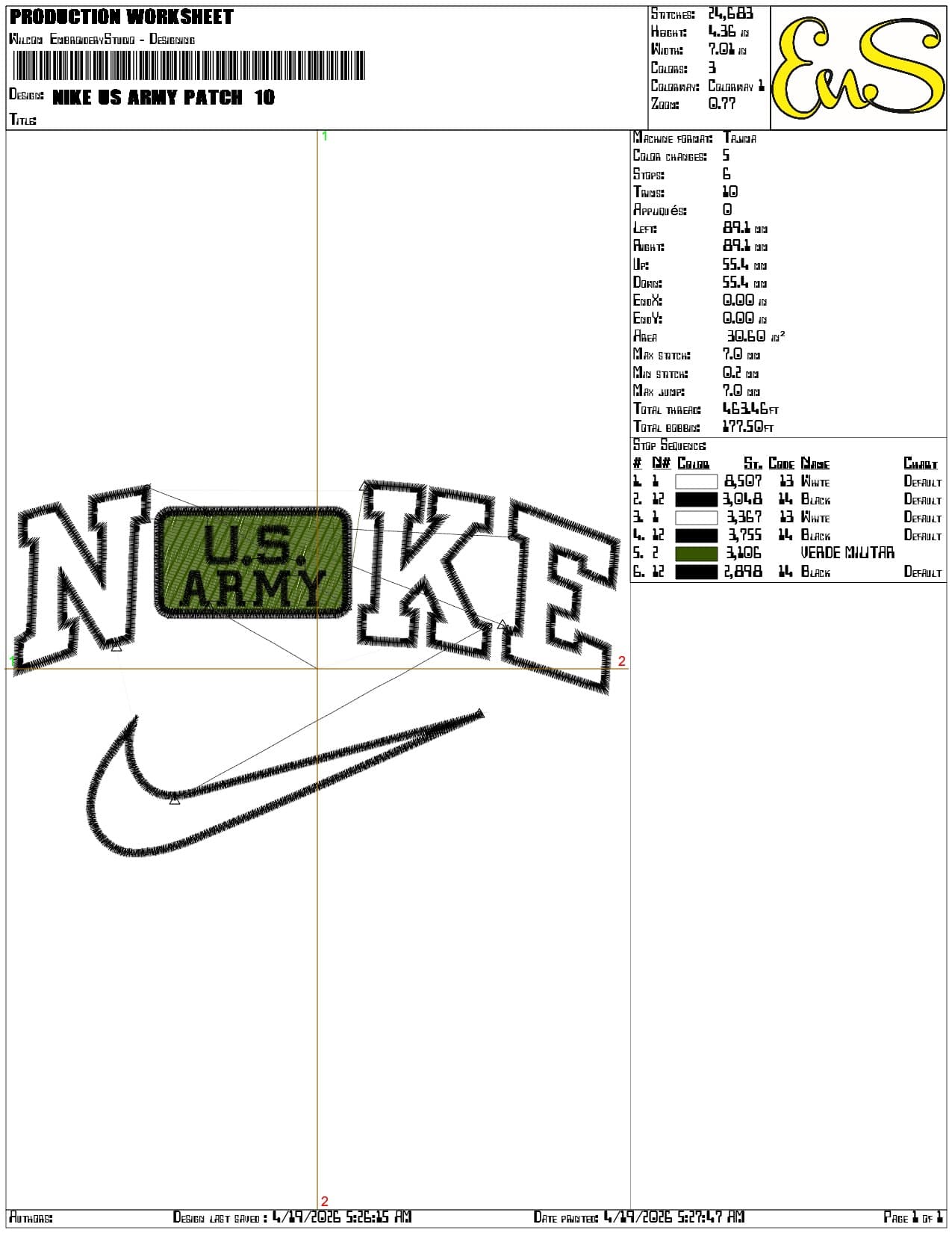 Nike US Army Patch - Elegant embroidery design file-instant download — view 3