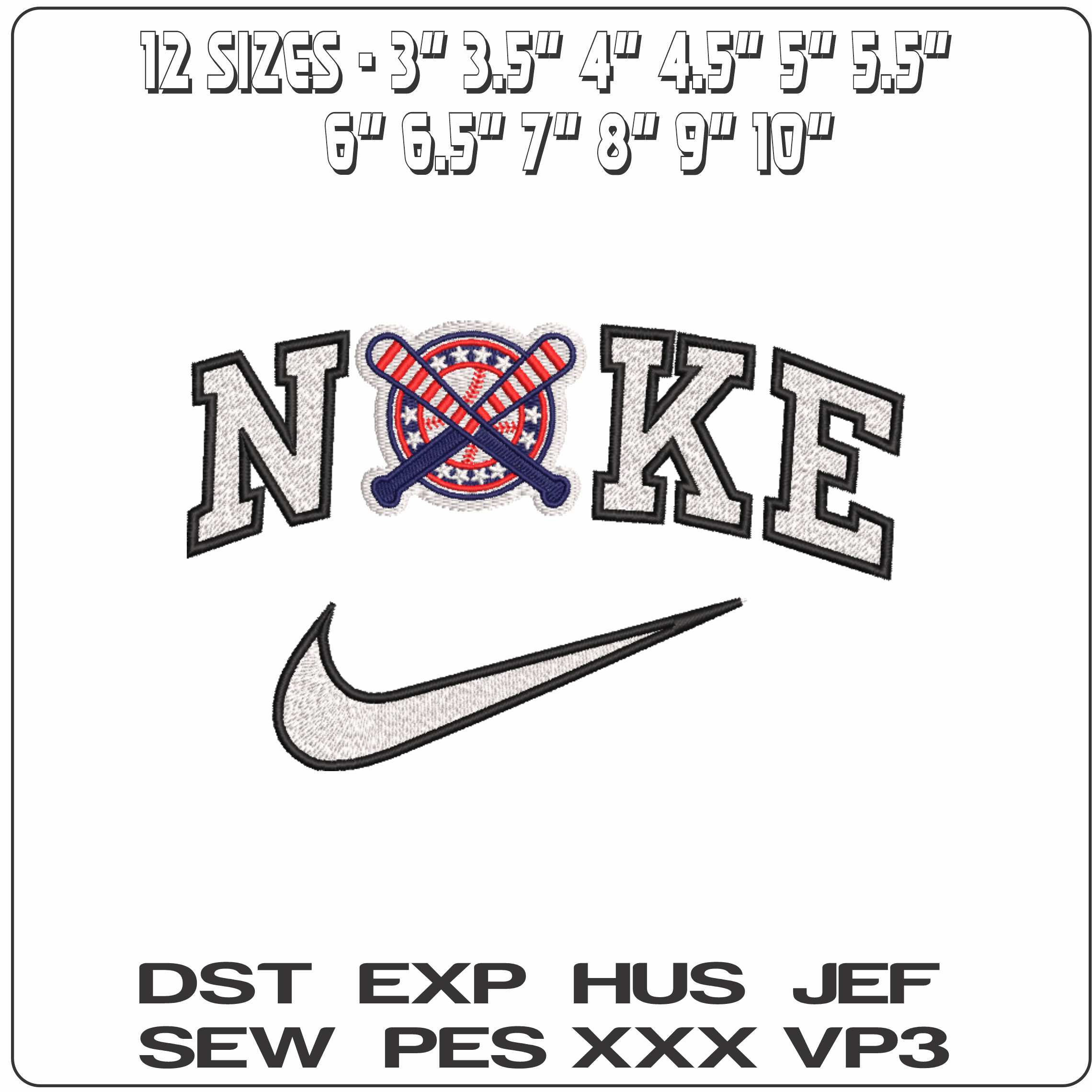 Nike USA Baseball - Elegant embroidery design file-instant download — view 2