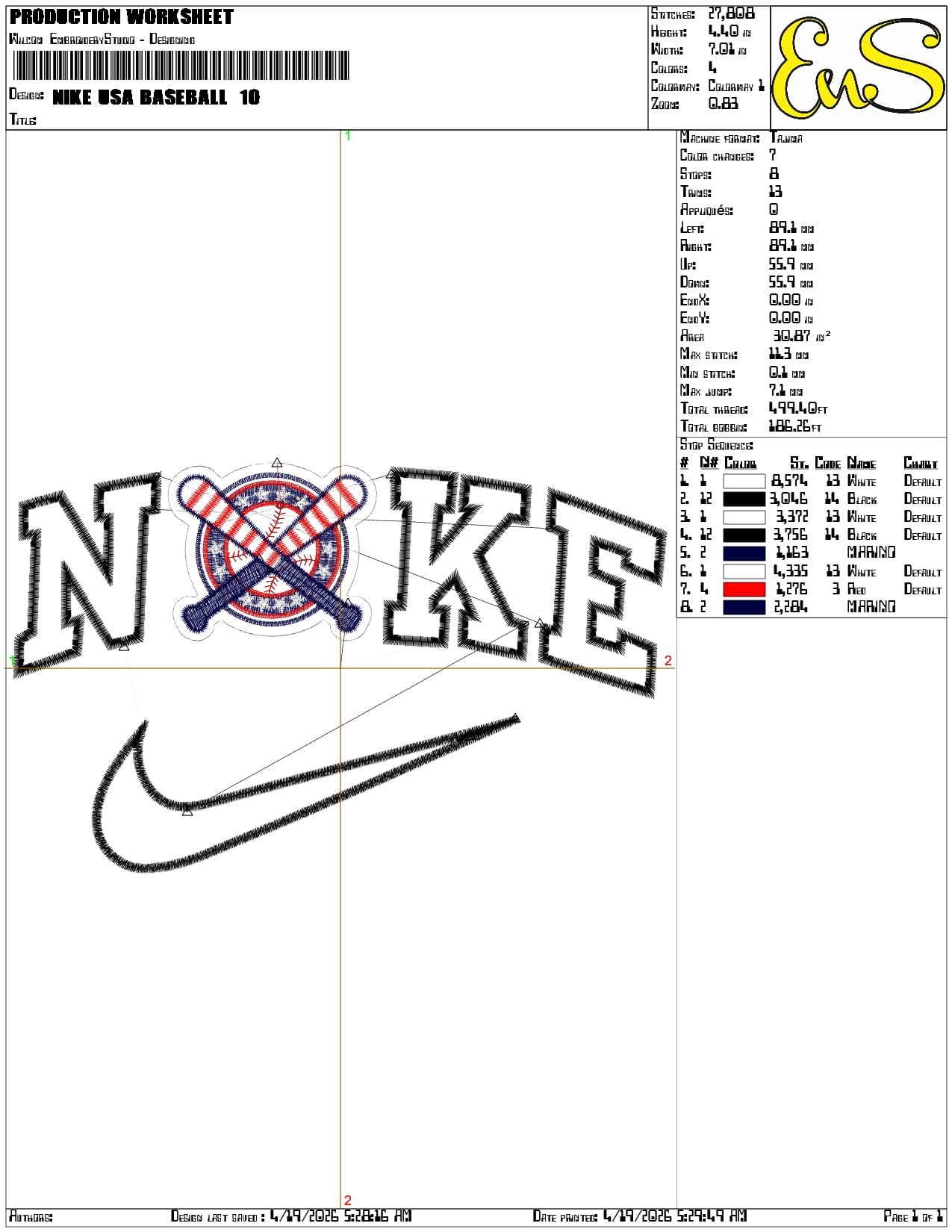 Nike USA Baseball - Elegant embroidery design file-instant download — view 3
