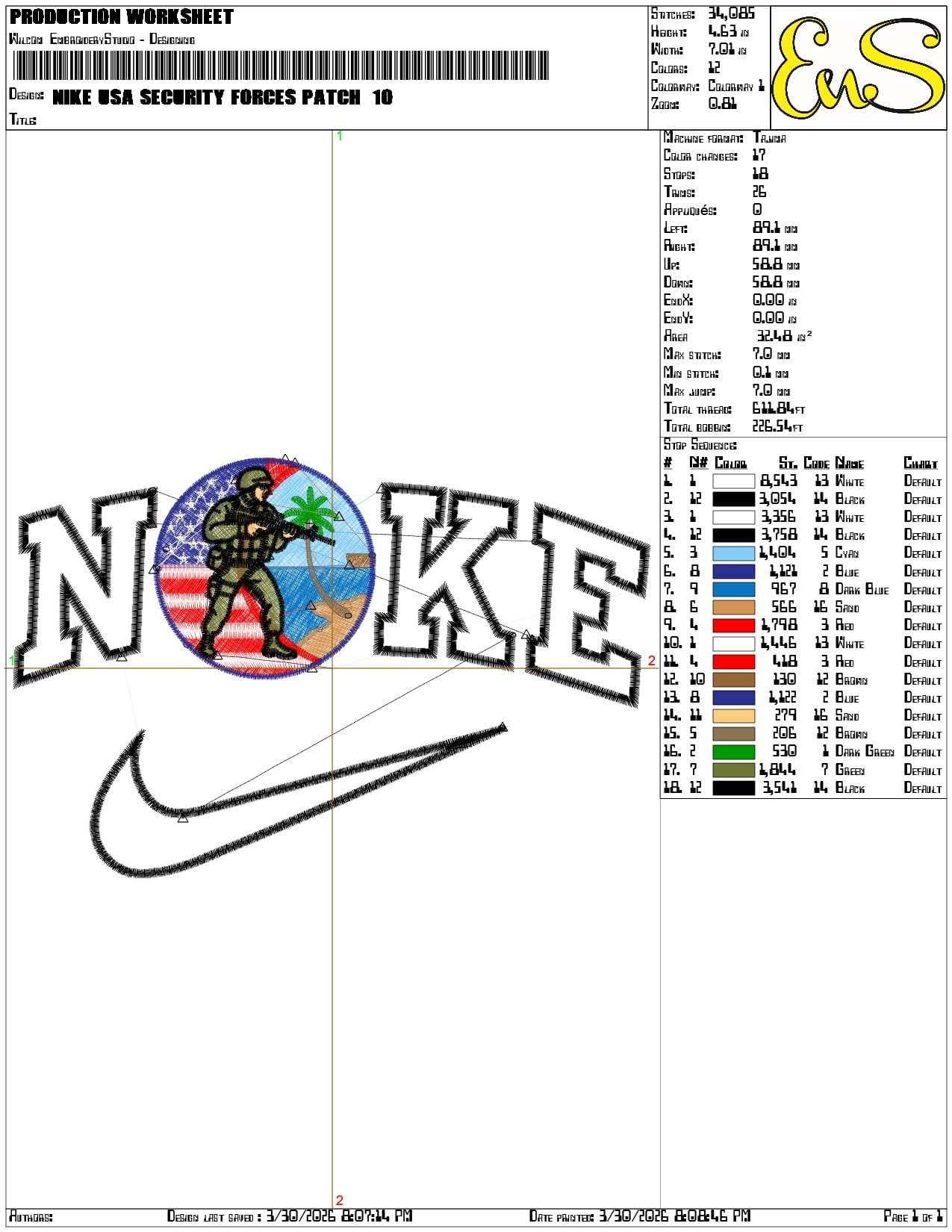 Nike USA Security Forces Patch - Elegant embroidery design file-instant download — view 3