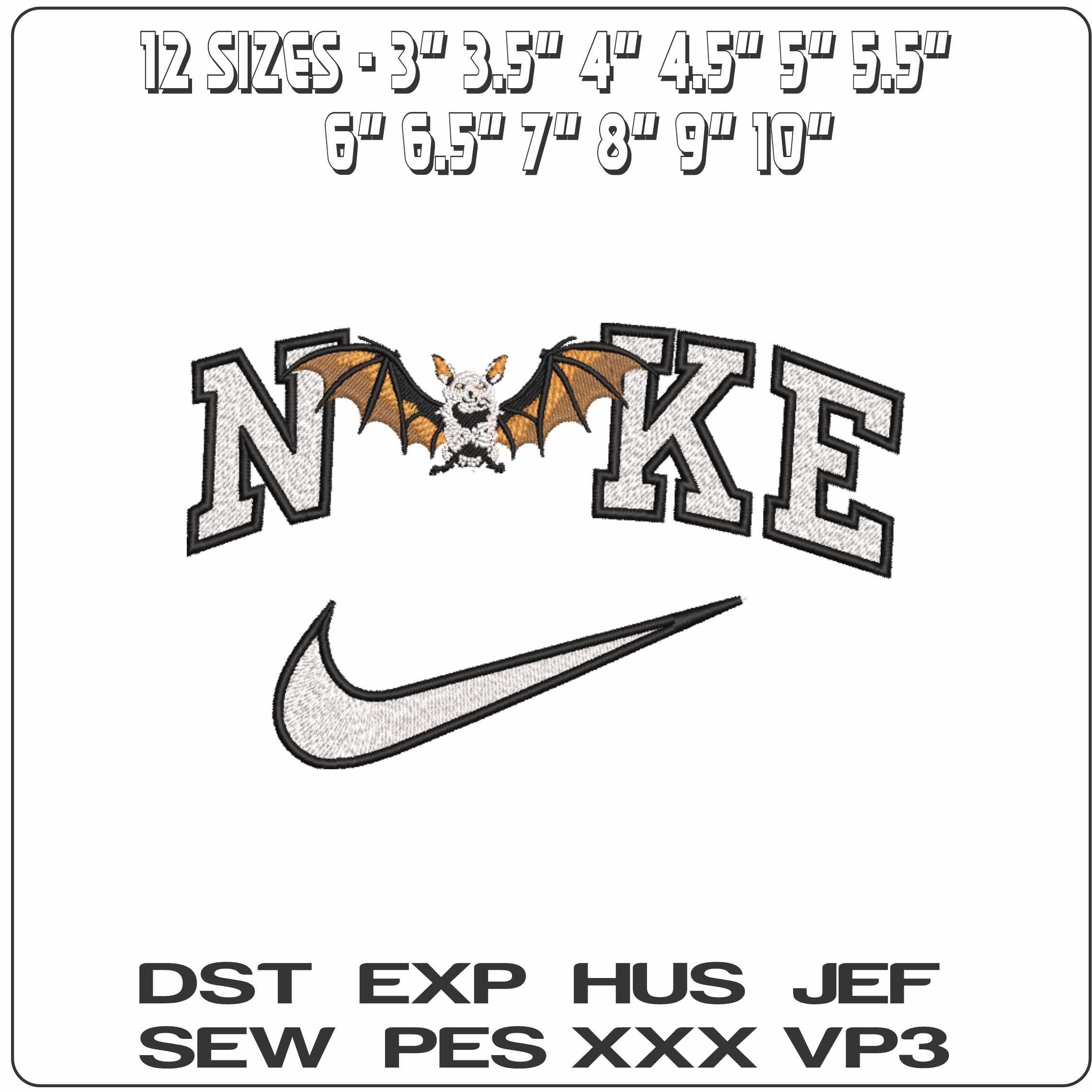 Nike Vampire Bat - Elegant embroidery design file-instant download — view 2