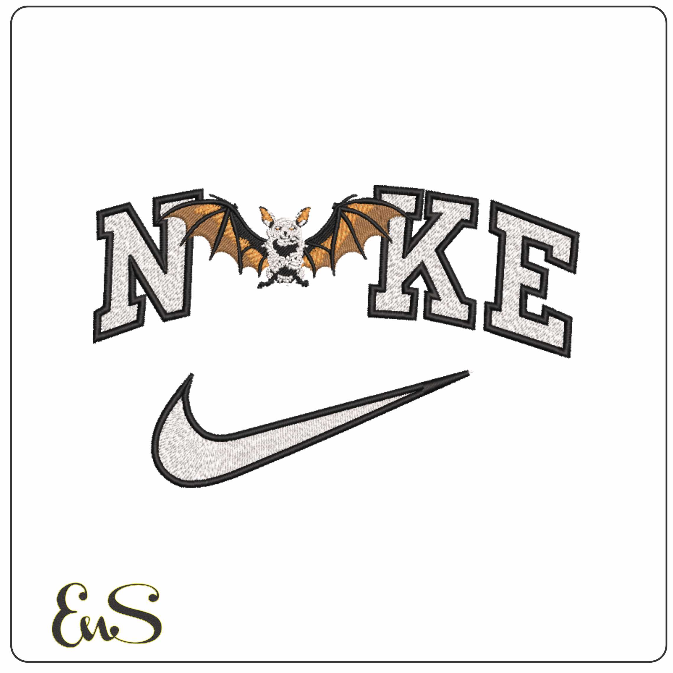 Nike Vampire Bat - Elegant embroidery design file-instant download