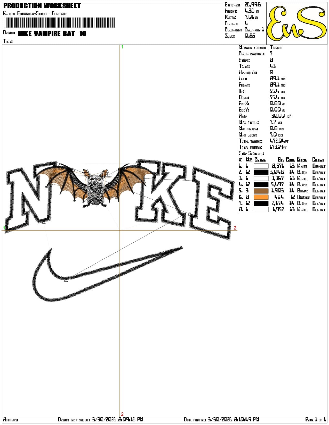 Nike Vampire Bat - Elegant embroidery design file-instant download — view 3