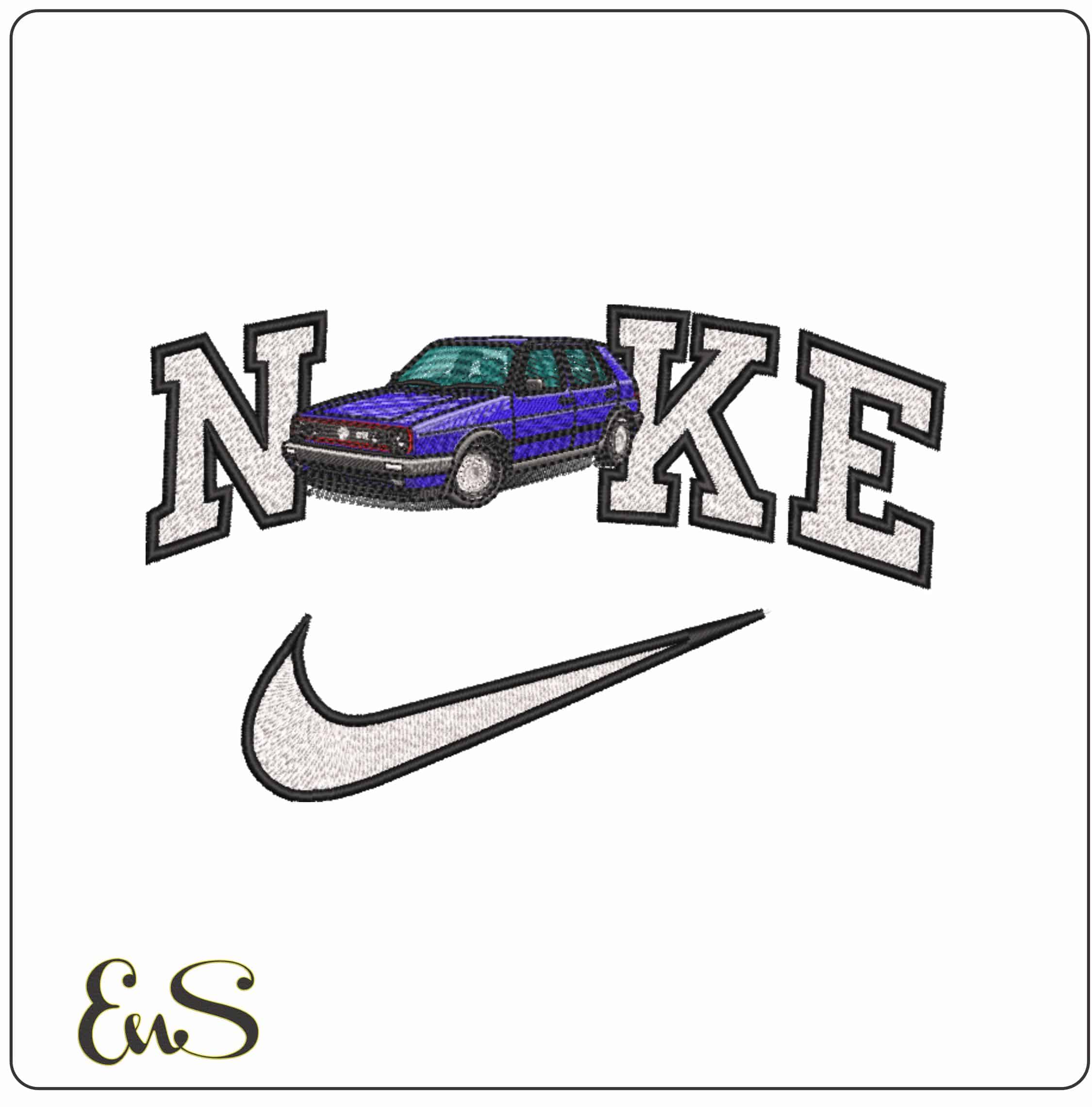 Nike Volkswagon Golf 5 door GTI MK2 - Elegant embroidery design file-instant download