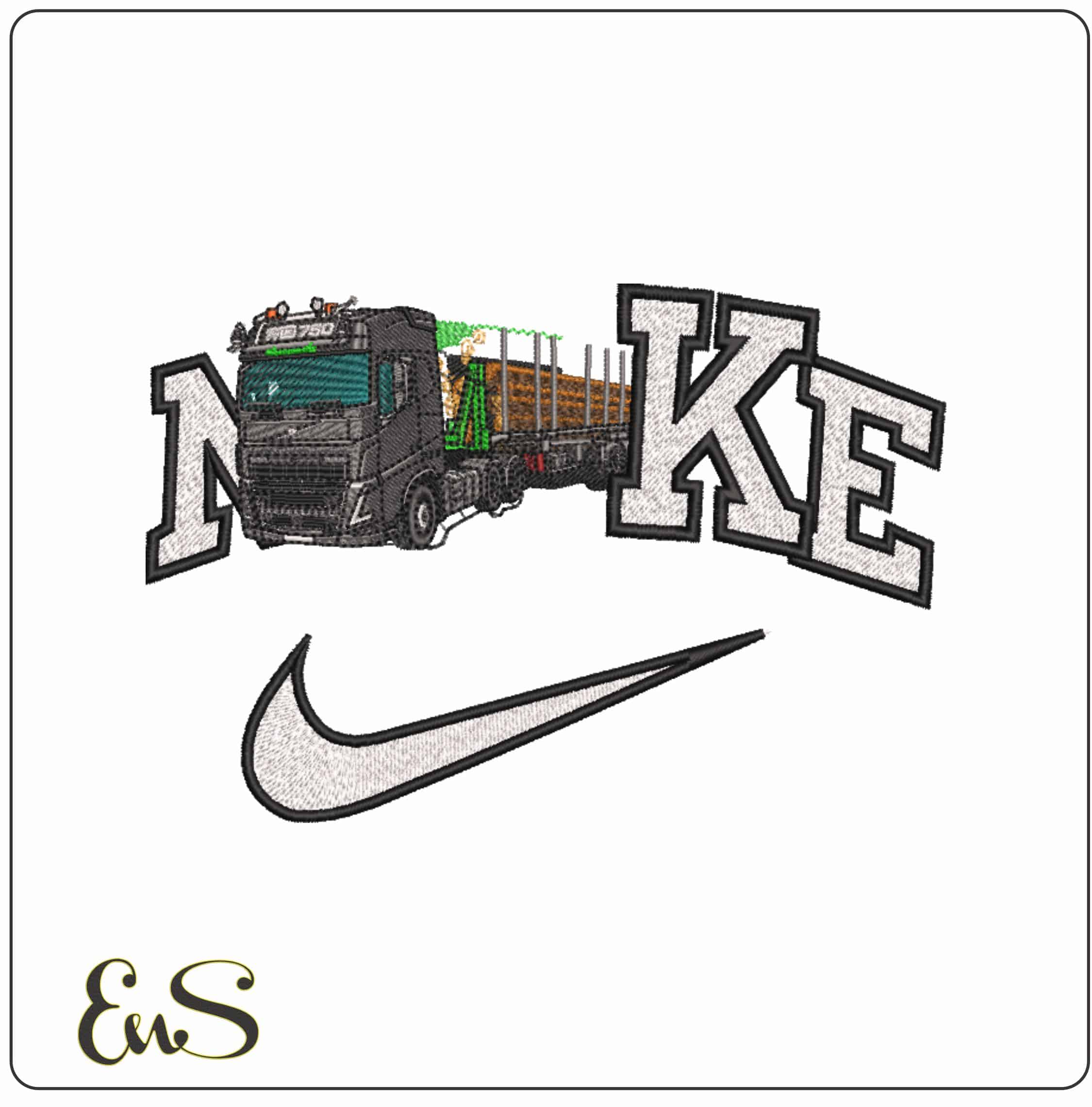 Nike Volvo 750 Log Hauler - Elegant embroidery design file-instant download