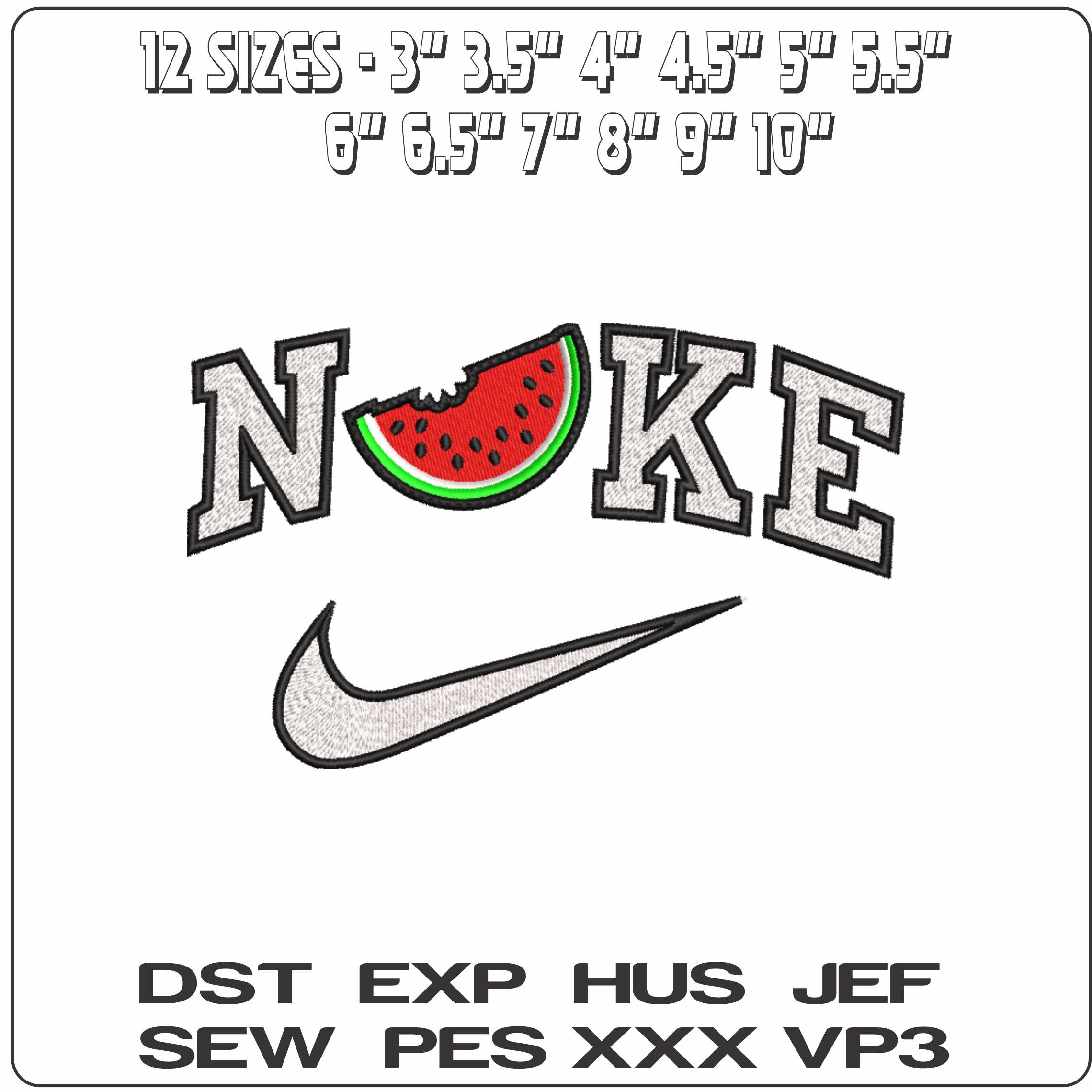 Nike Watermelon - Elegant embroidery design file-instant download — view 2