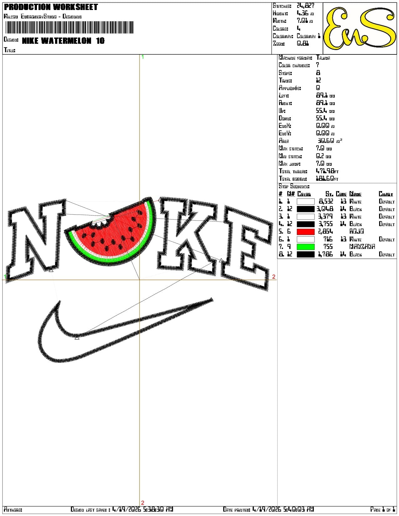 Nike Watermelon - Elegant embroidery design file-instant download — view 3