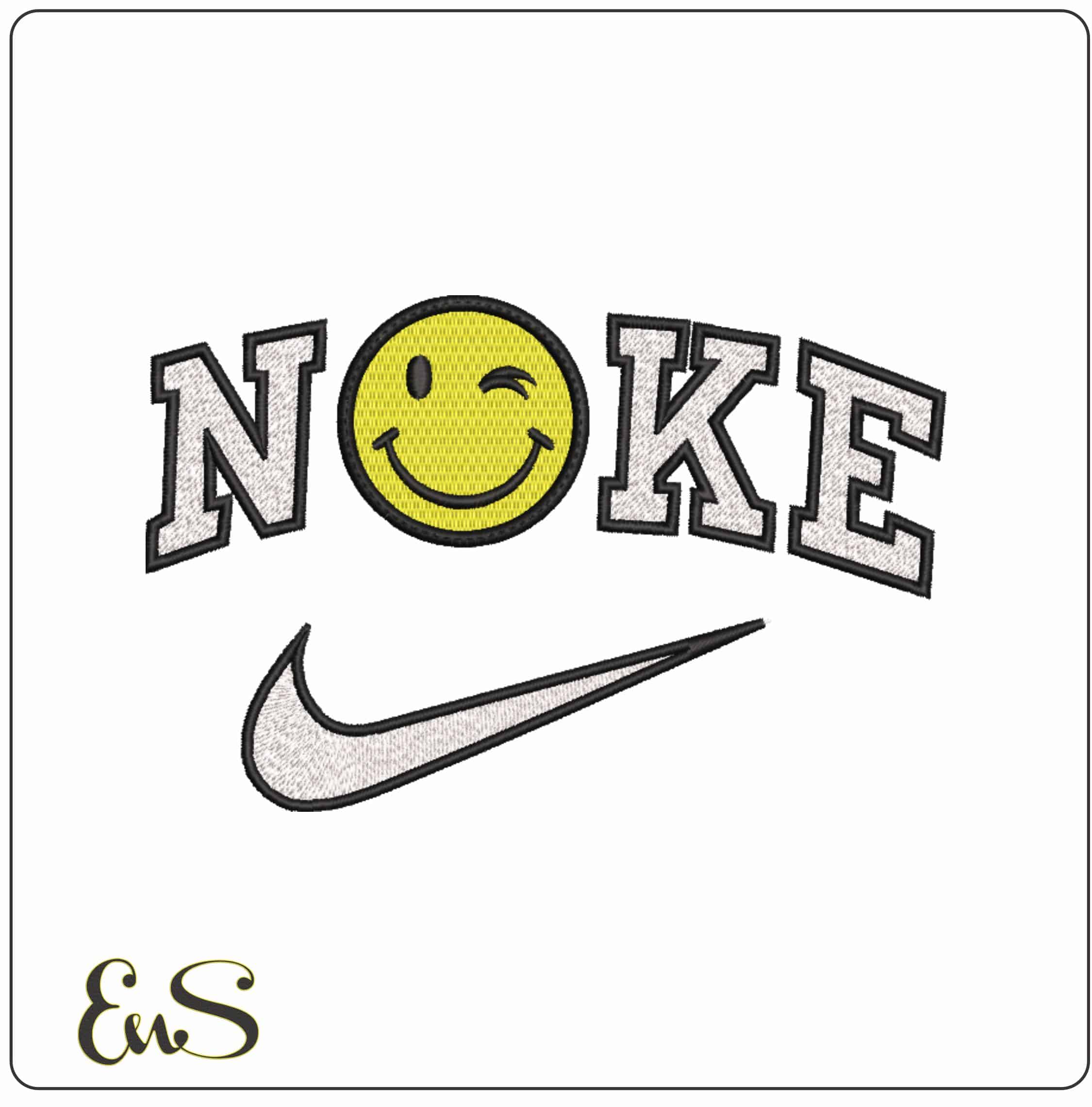 Nike Wink Emoji - Elegant embroidery design file-instant download