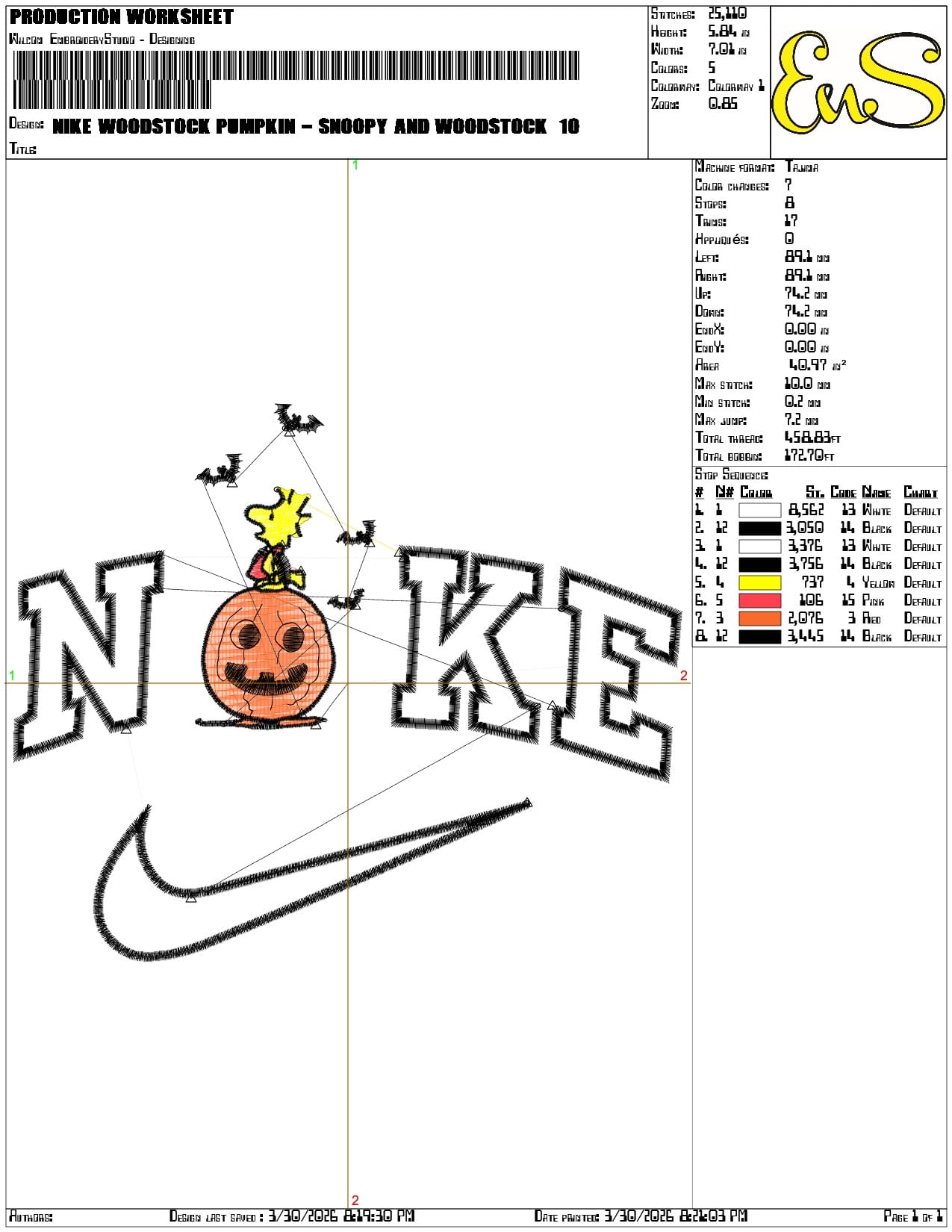 Nike Woodstock Pumpkin Snoopy and Woodstock - Elegant embroidery design file-instant download — view 3